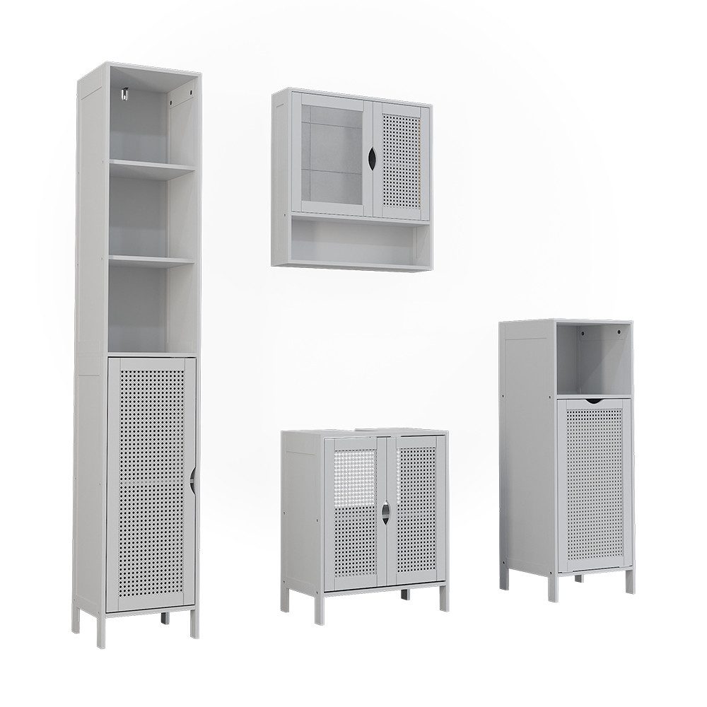 Vicco Badmöbel-Set Liora, Weiß, 4 Teile, (4-St., 4er Set)