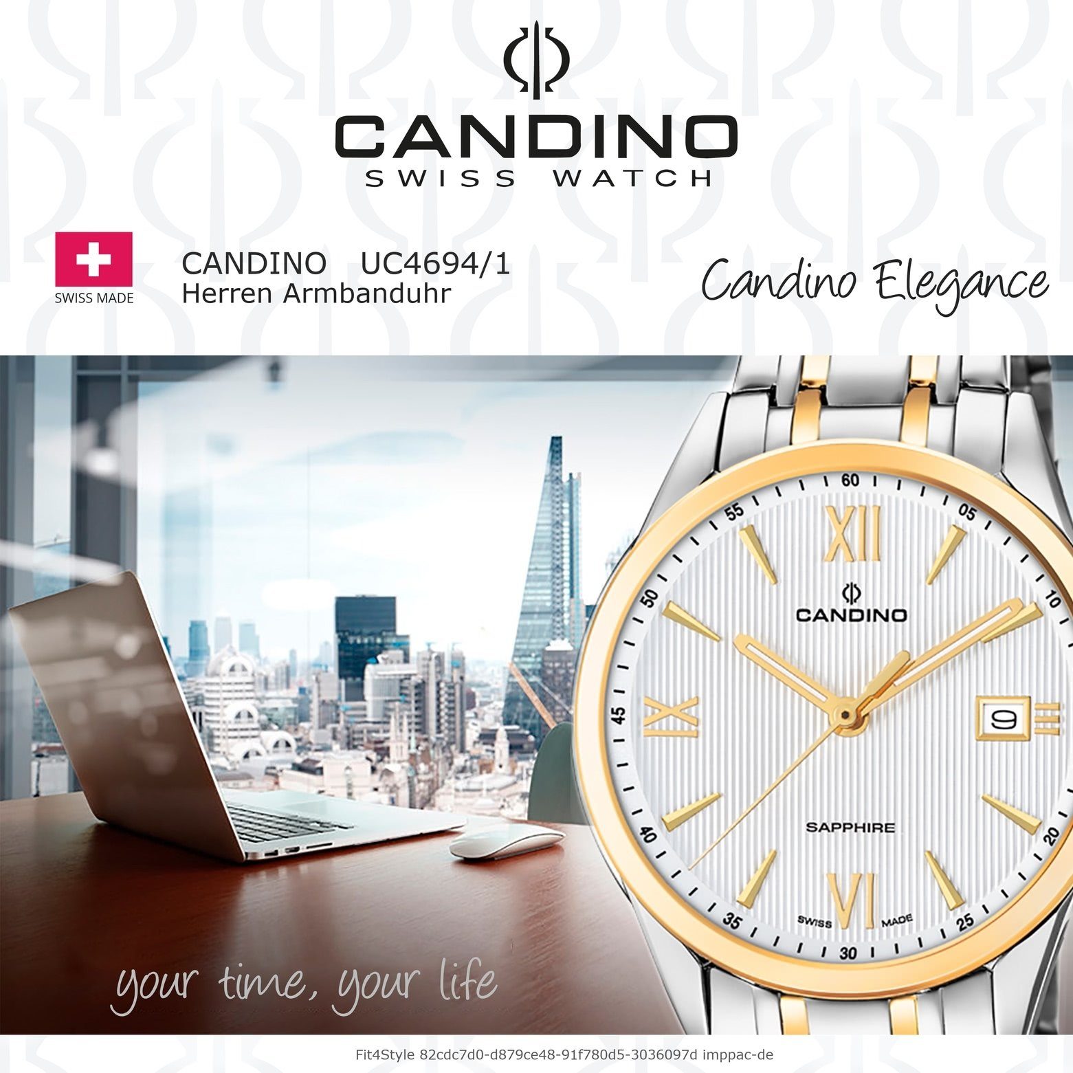 Analog rund, silber, Elegant Uhr Armbanduhr gold, Candino Edelstahlarmband Herren Candino Quarzuhr Herren C4694/1,