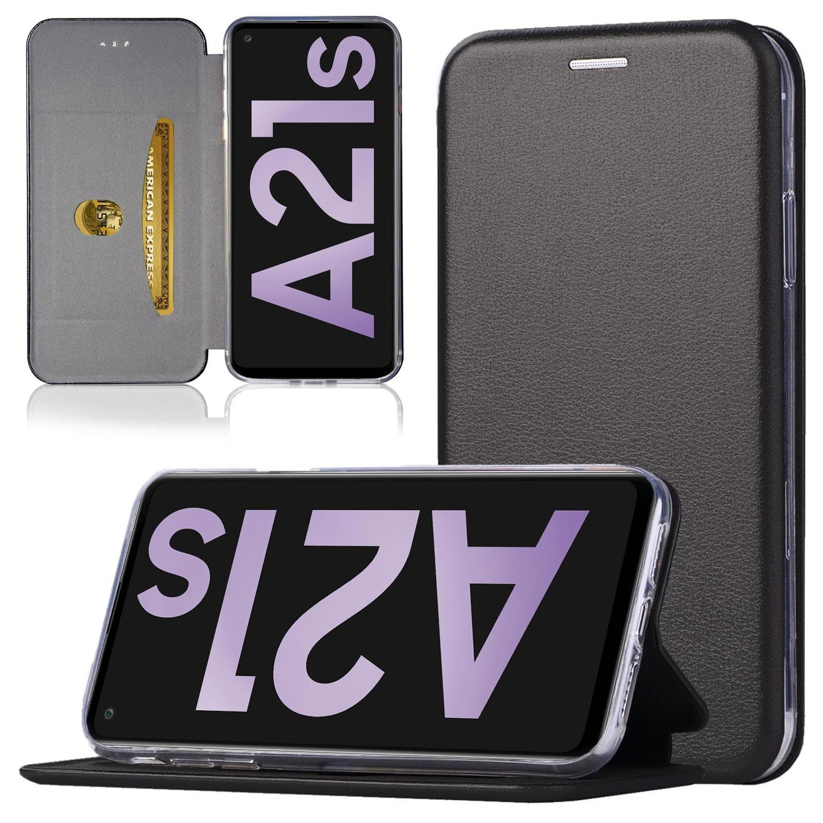 Numerva Handyhülle Handy Tasche Book Case für Samsung Galaxy A21s, Klapphülle Flip Cover Hardcover Schutz Hülle Etui