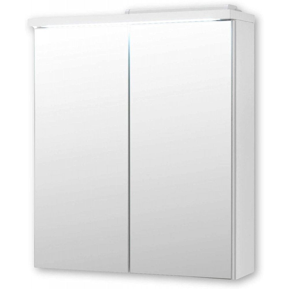 Bega Consult Badezimmerspiegelschrank Spiegelschrank Badspiegel inkl. LED Beleuchtung ca. 60 x 69 x 20 cm POOL Weiß