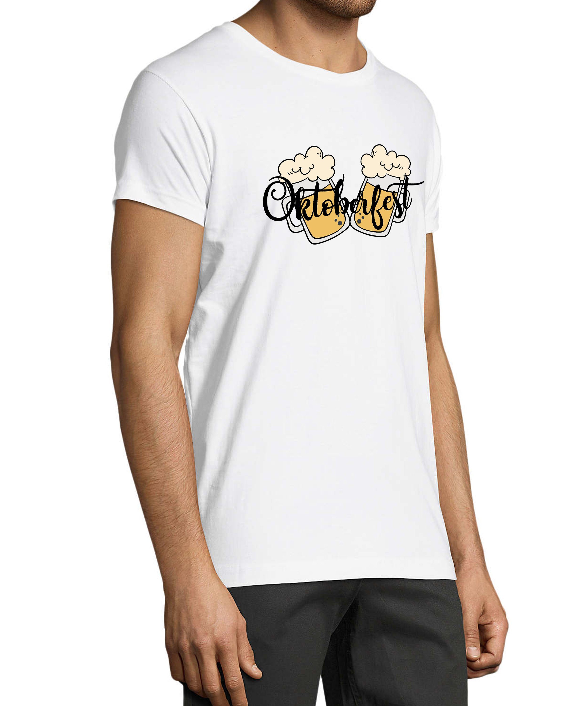 Party Regular Oktoberfest Shirt 2 Fit, Trinkshirt Baumwollshirt T-Shirt Herren MyDesign24 - Aufdruck weiss T-Shirt mit i326 Biergläser