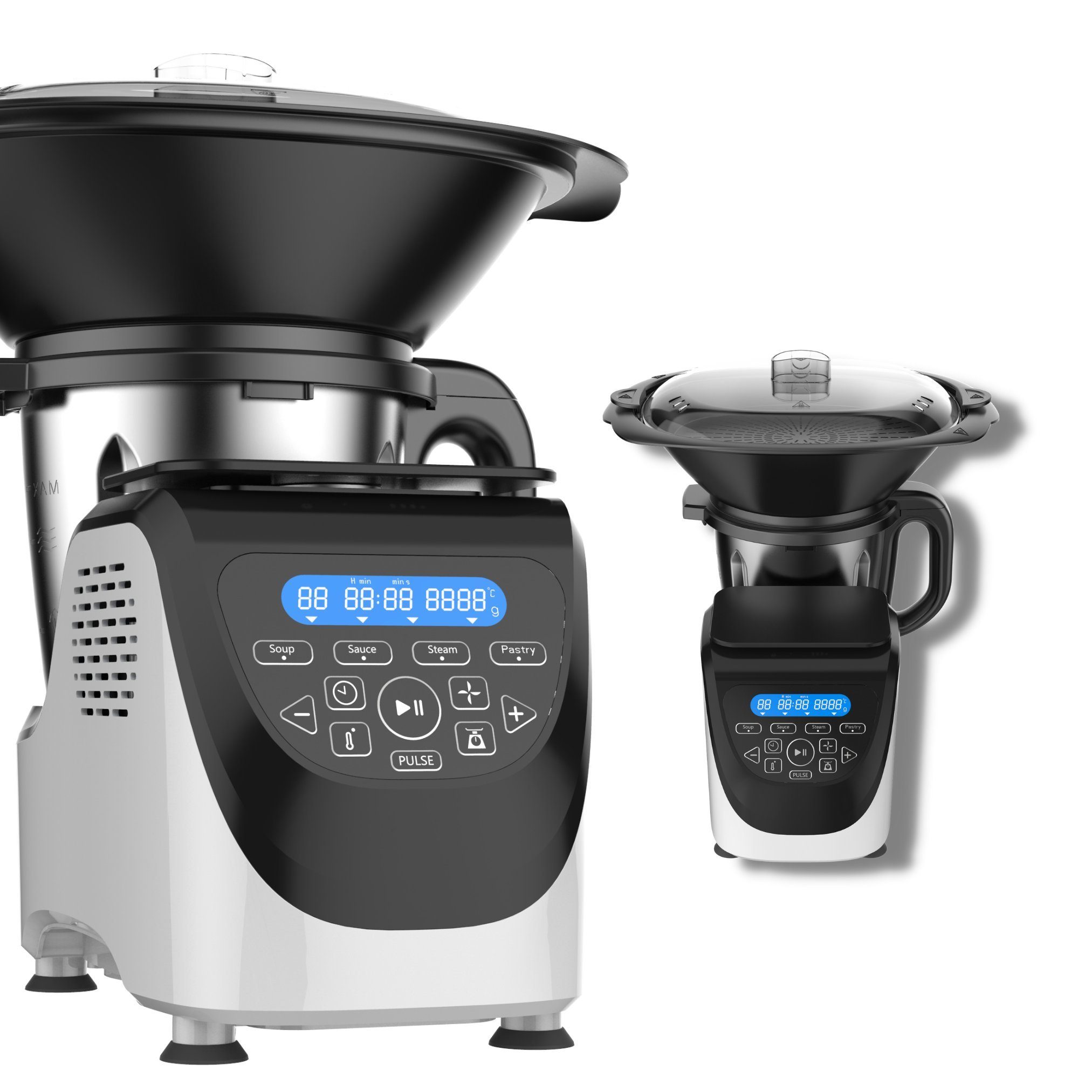 Best Direct® Küchenmaschine mit Kochfunktion, 1000 W, 3,00 l Schüssel, mit Dampfgaraufsatz, digitale Waage