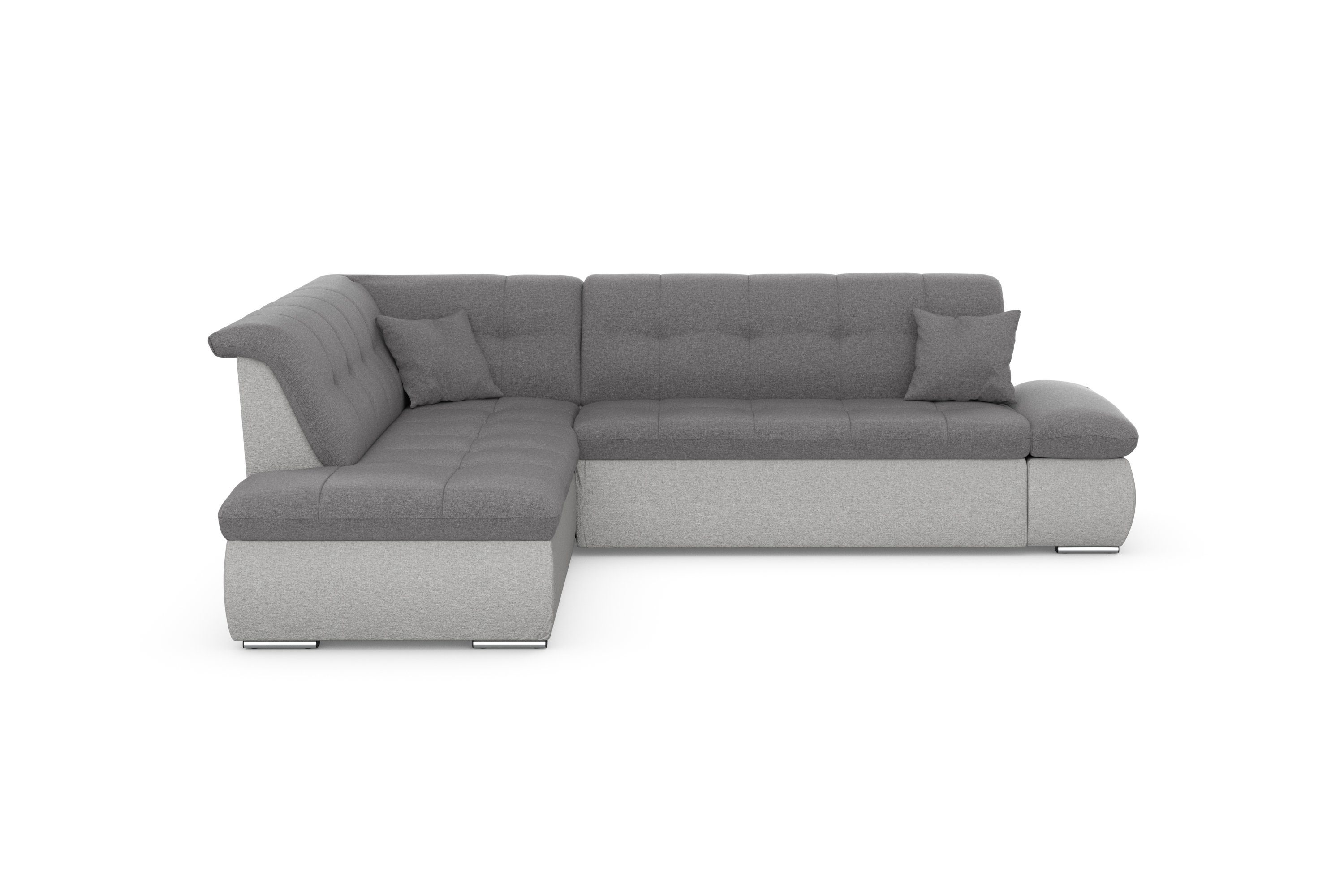 DOMO | Armlehnenverstellung silber grau | Ecksofa Moric, Bettfunktion wahlweise collection silber/grau mit und