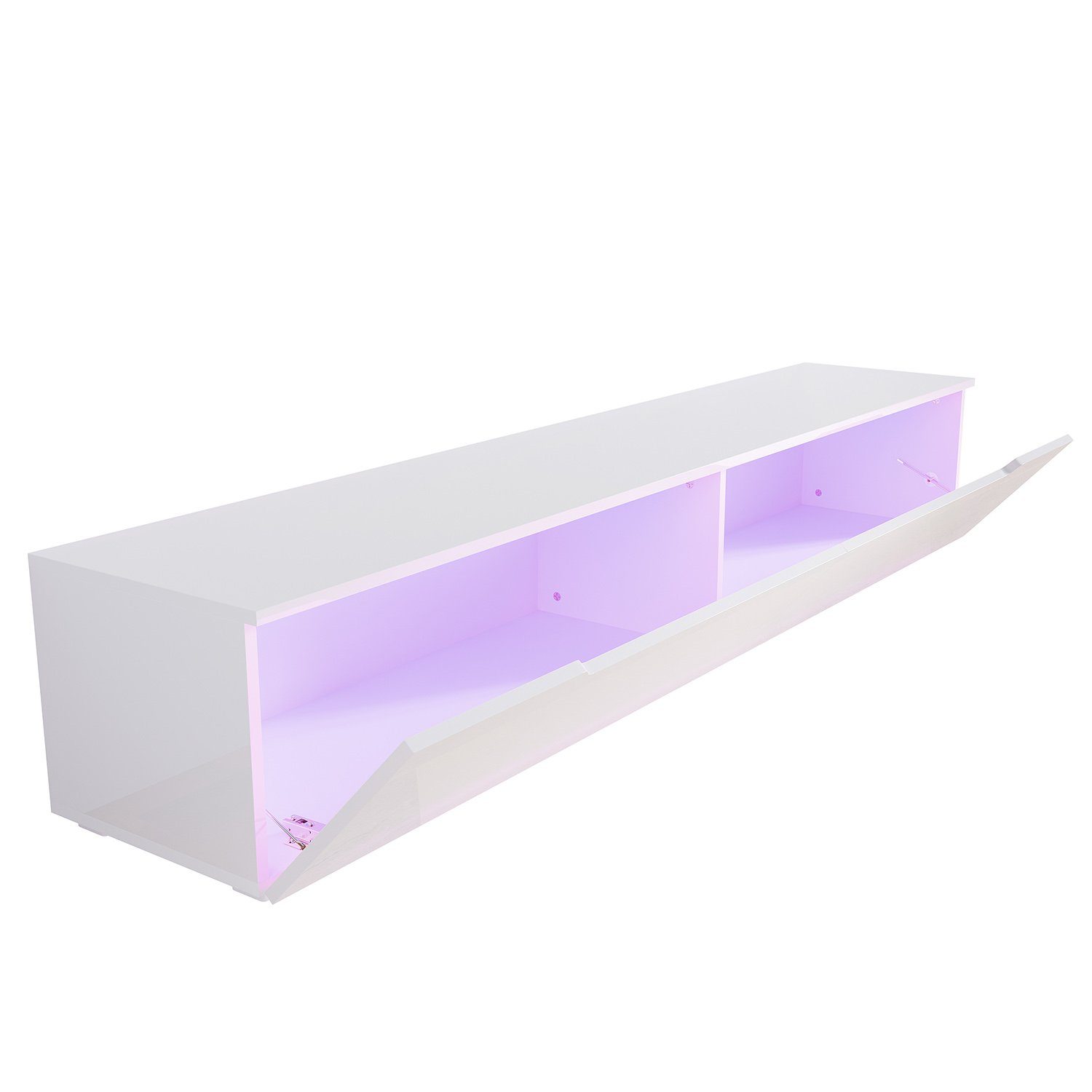 SONNI Lowboard, LED-Beleuchtung,hängend/stehend 140/160/180cm Schrank Hochglanz Lowboard mit weiß TV TV-Schrank