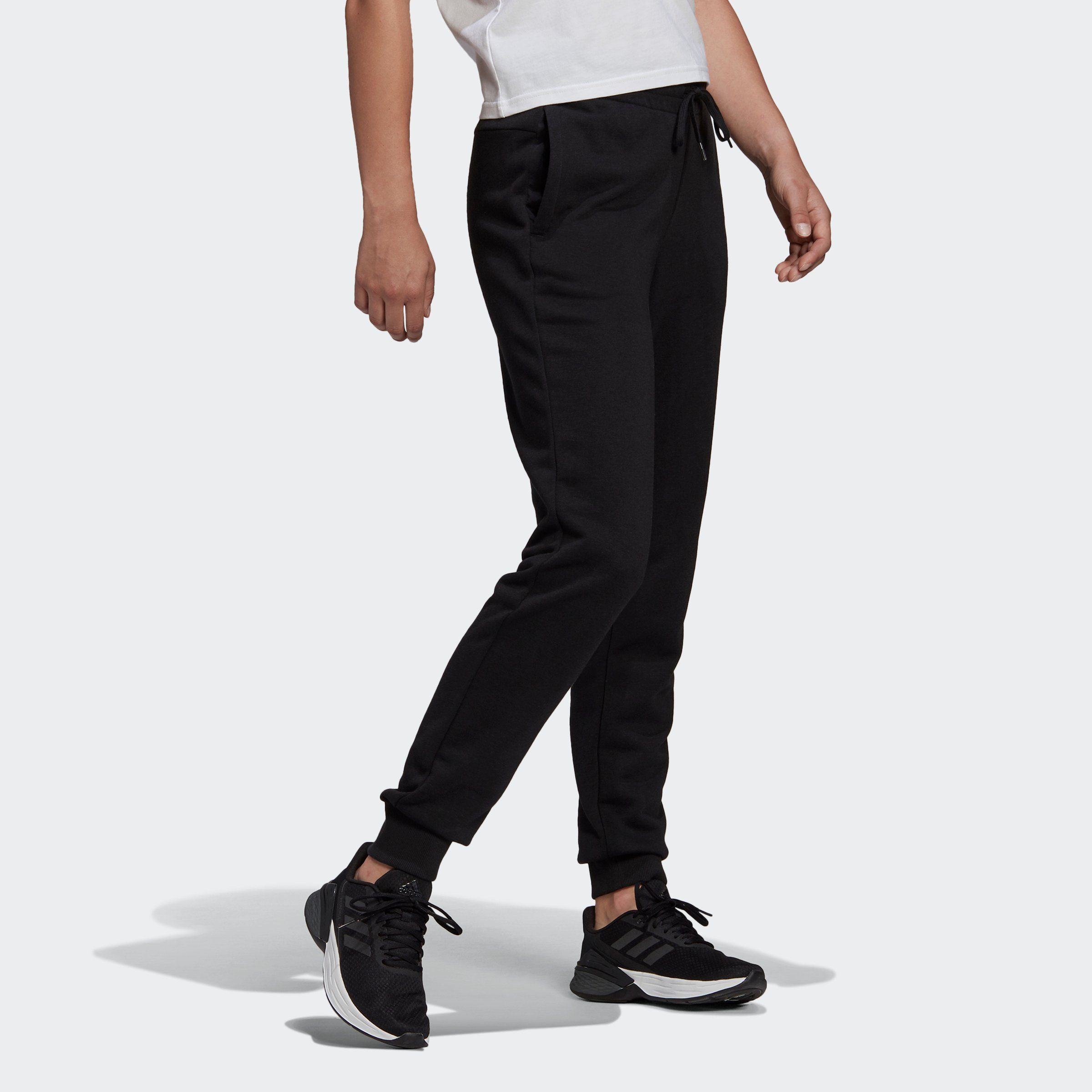 (1-tlg) FRENCH TERRY ESSENTIALS Sportswear adidas HOSE Sporthose LOGO BLACK/WHITE