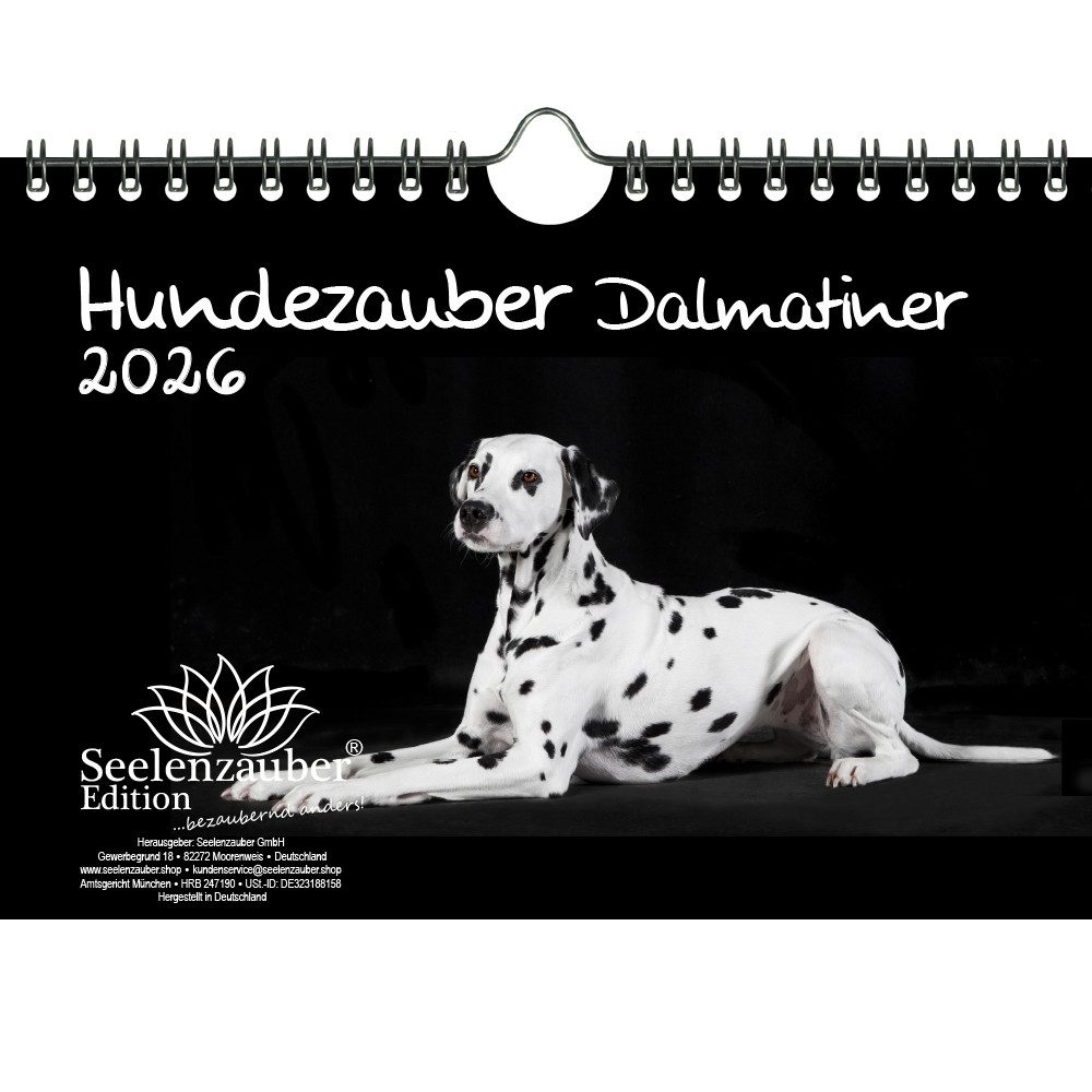 Seelenzauber Wandkalender Hundezauber Dalmatiner DIN A5 Kalender für 2026 Welpen und Hunde