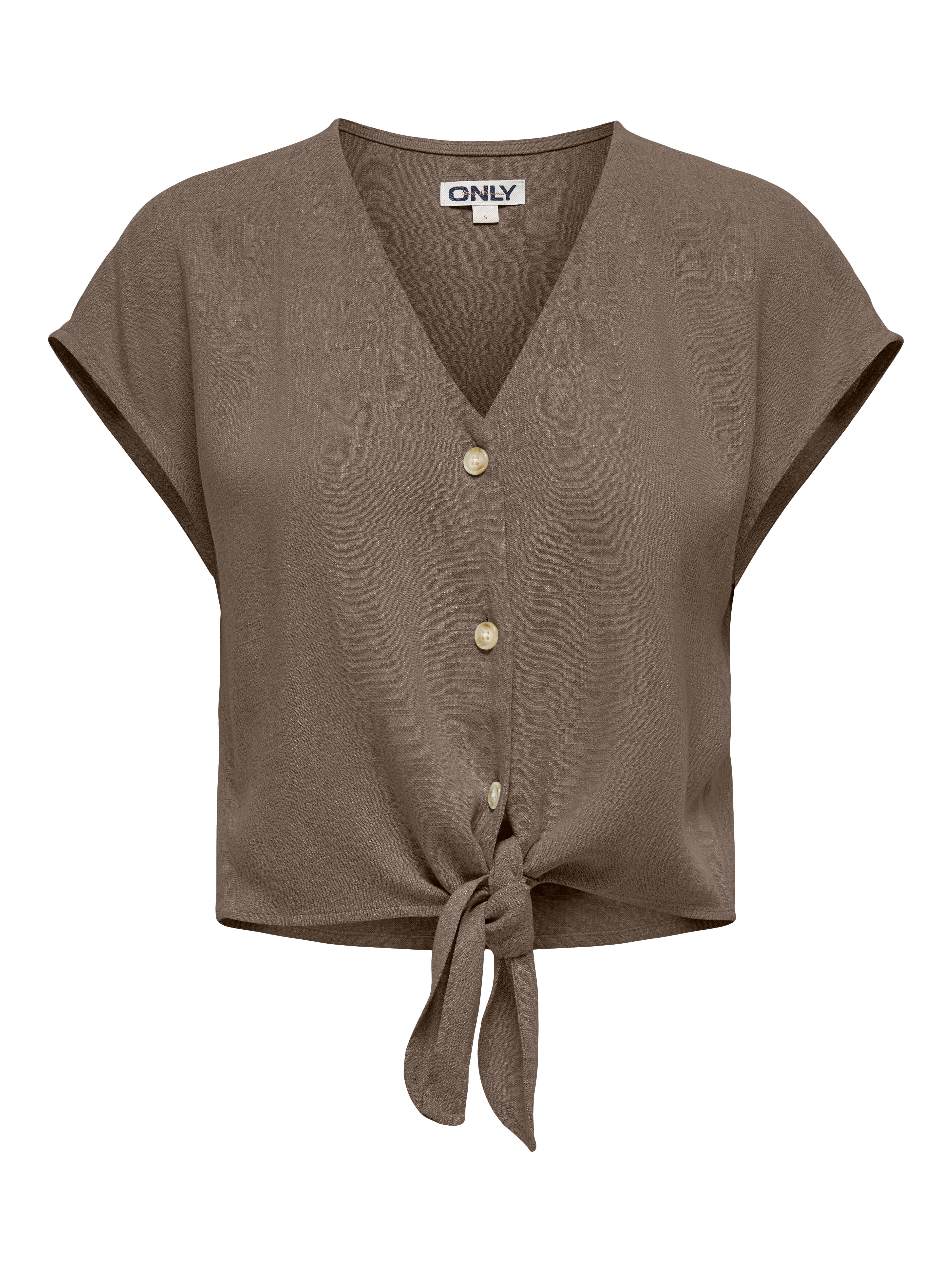ONLY Kurzarmbluse ONLSIESTA SS KNOT LIN BL SHIRT PNT NOOS Viskosemischung, regular fit – Bild 5 von 5