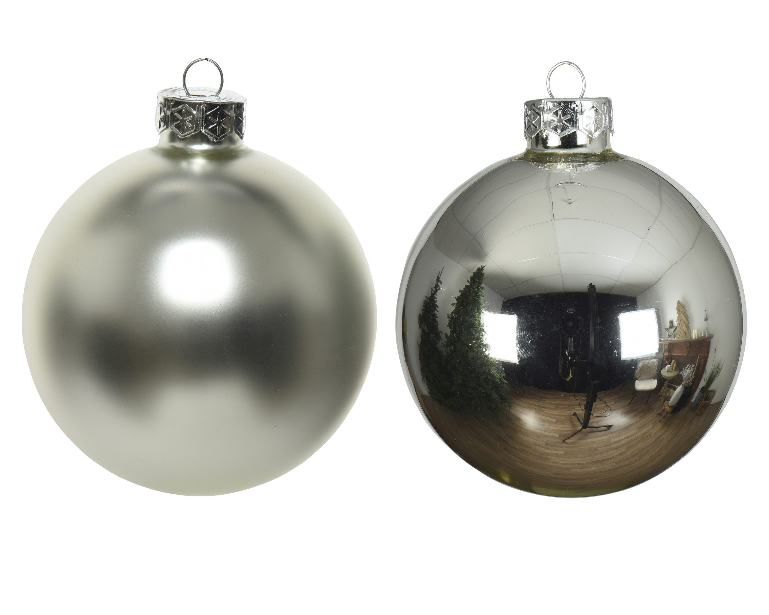 Kaemingk Christbaumschmuck, Weihnachtskugeln Glas 6cm x 10 Stück - Silber