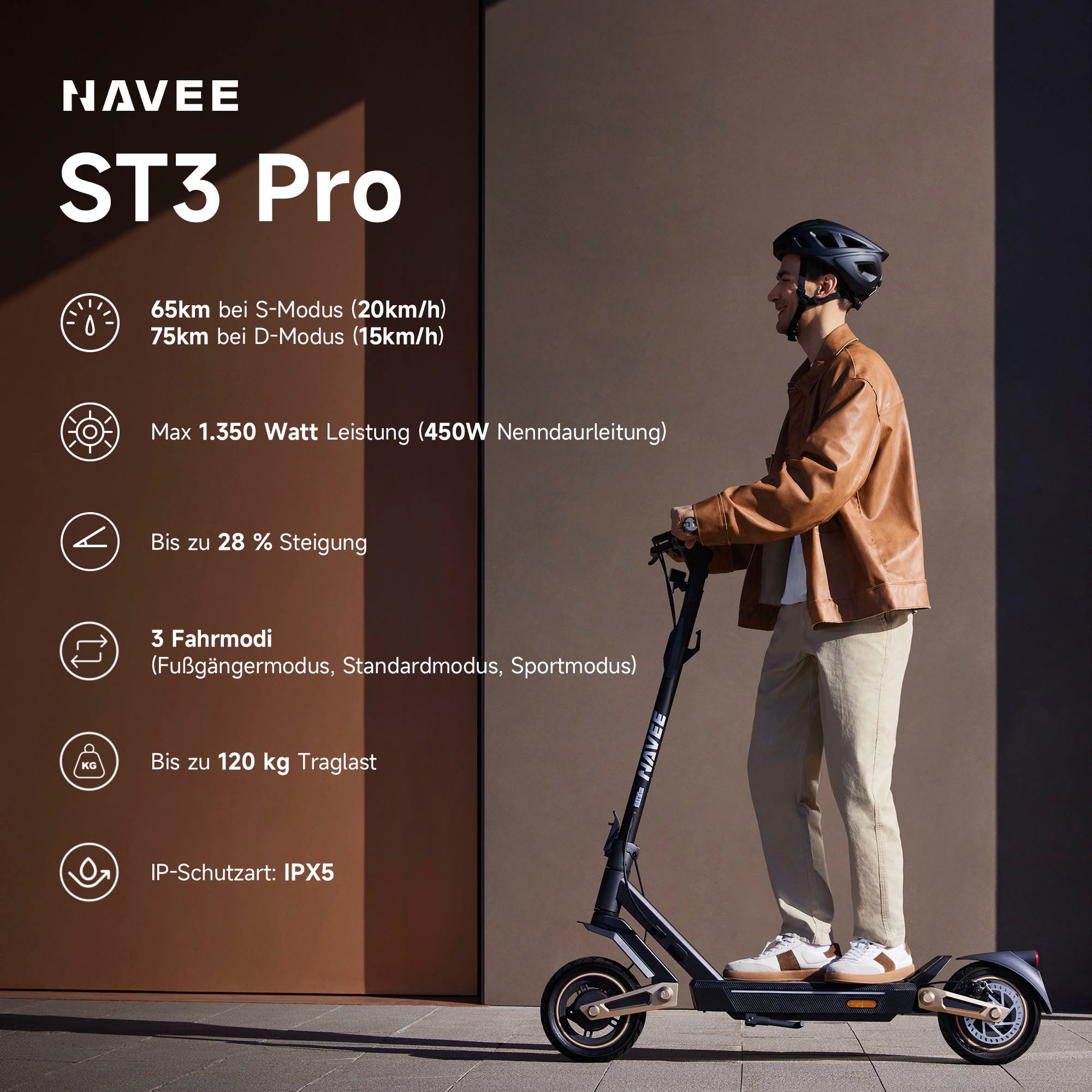NAVEE E-Scooter ST3 Pro Electric Scooter (DE Version), 450 W, 20 km/h, (Packung)