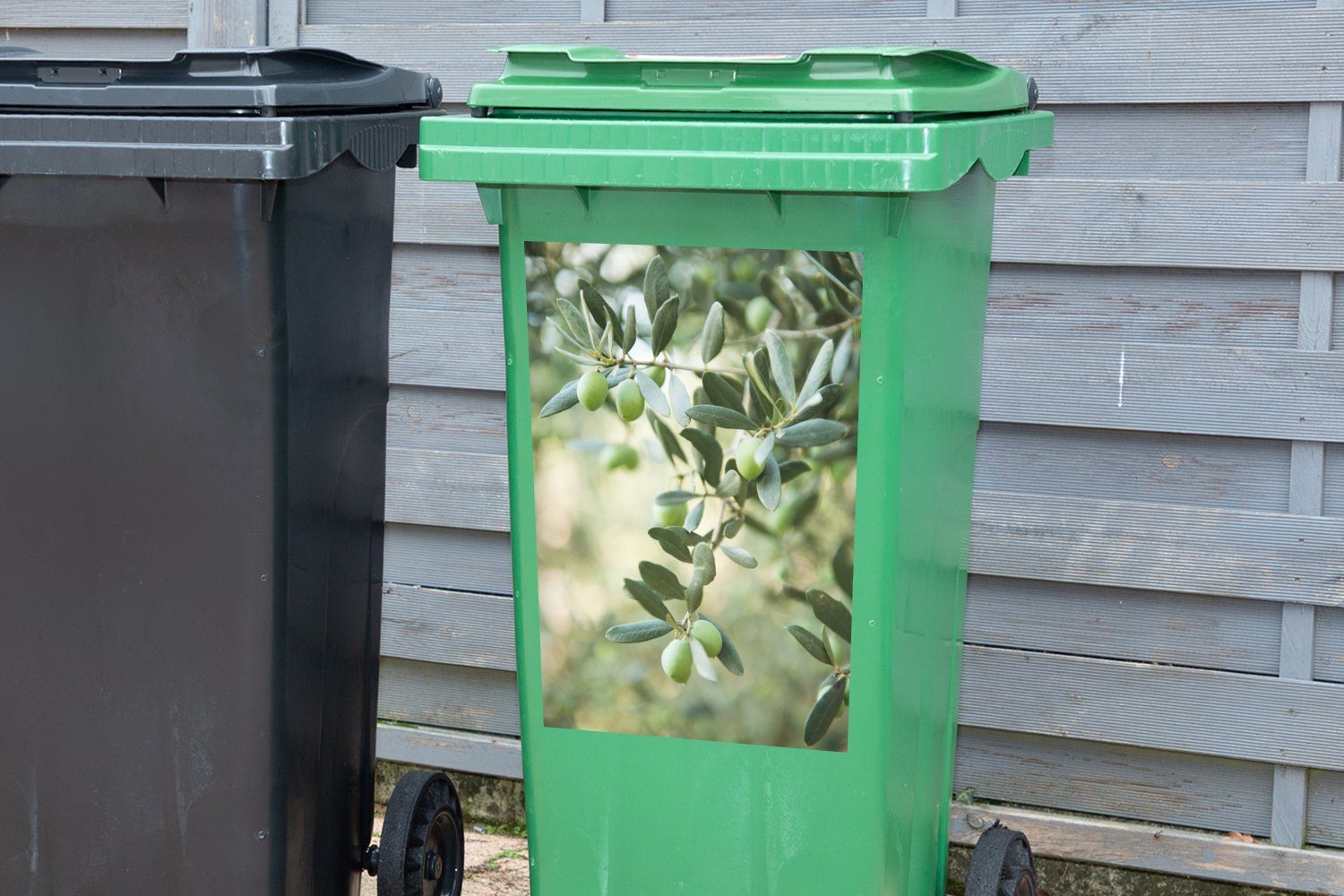 Container, Wandsticker Mülleimer-aufkleber, Olivenbaums Sticker, Abfalbehälter Mülltonne, St), eines Zweige (1 Die MuchoWow