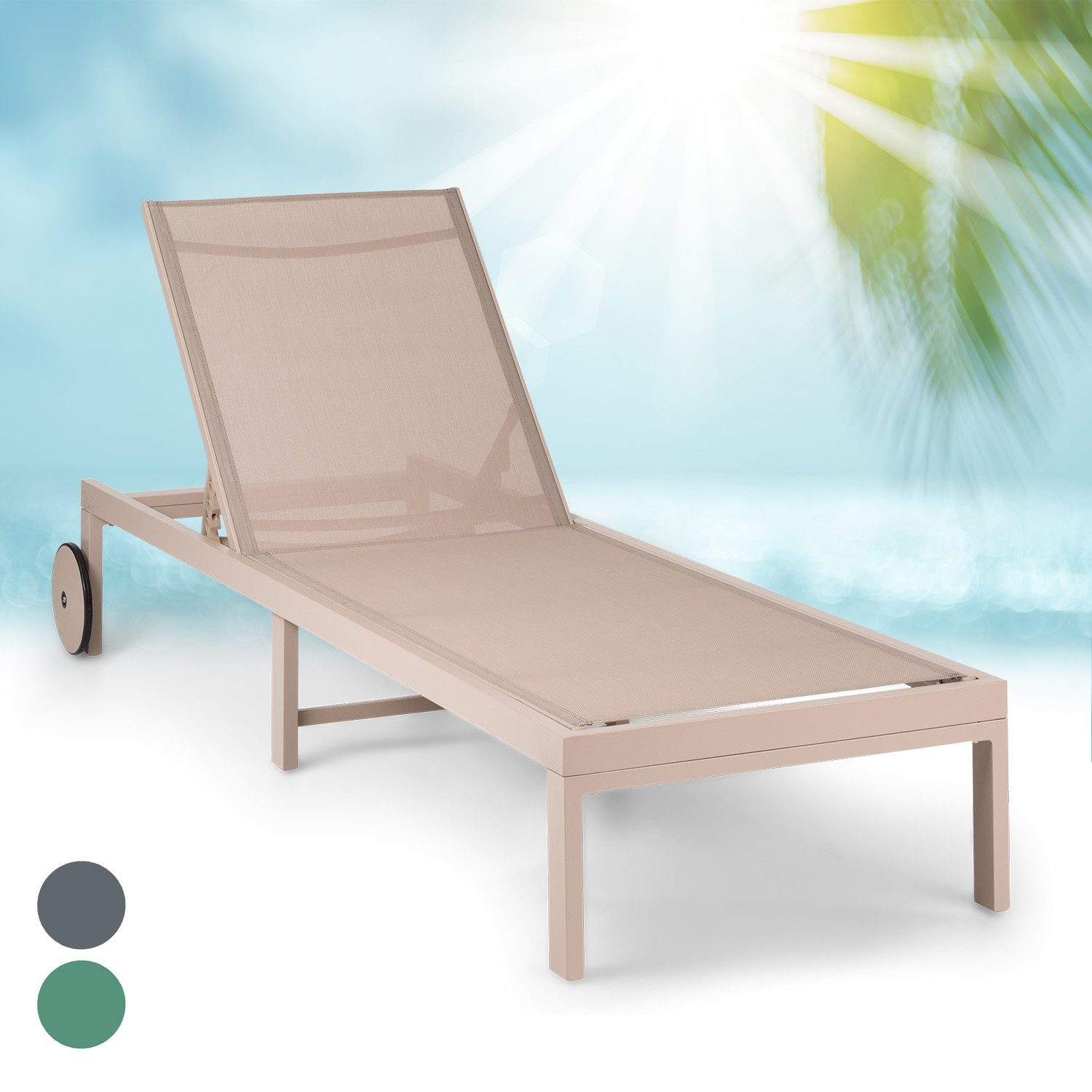 blumfeldt Gartenliege Lucca Lounger Liegestuhl Polyester Aluminium 4-Stufen, Set, Sonnenliegen 