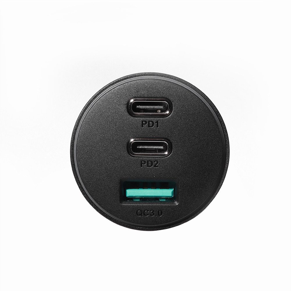 JOYROOM Autoladegerät USB-C-Ladegerät Schnellladegerät KFZ-Adapter Zigarettenanzünder zu USB-A, USB-C, 70 W, 3 Anschlüsse, Schnellladen, LED, Schutzchip