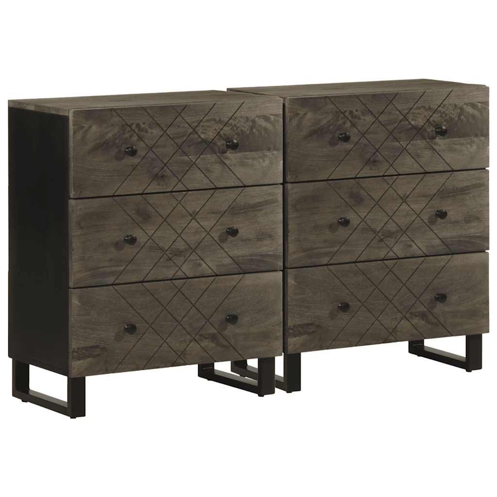 vidaXL Schranksystem Sideboards 2 Stk. Schwarz 60x33x75 cm Massivholz
