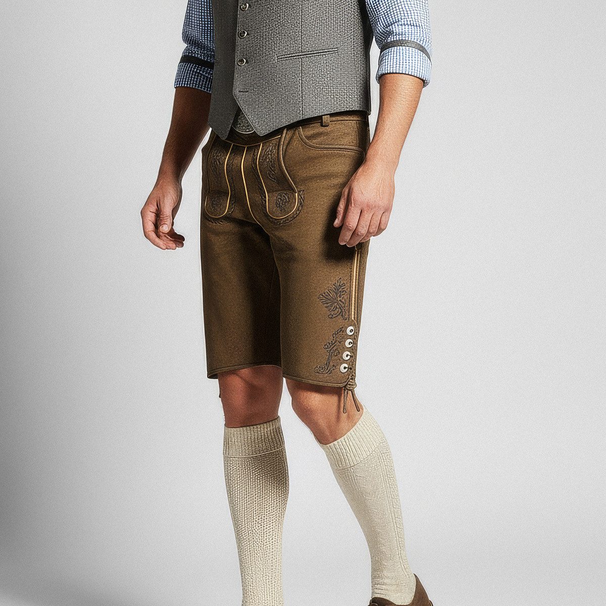 Stockerpoint Trachtenlederhose Bertram Herren (1-tlg) Trachtenlederhose, Trachtenhose, Bayerische Lederhose, Oktoberfest