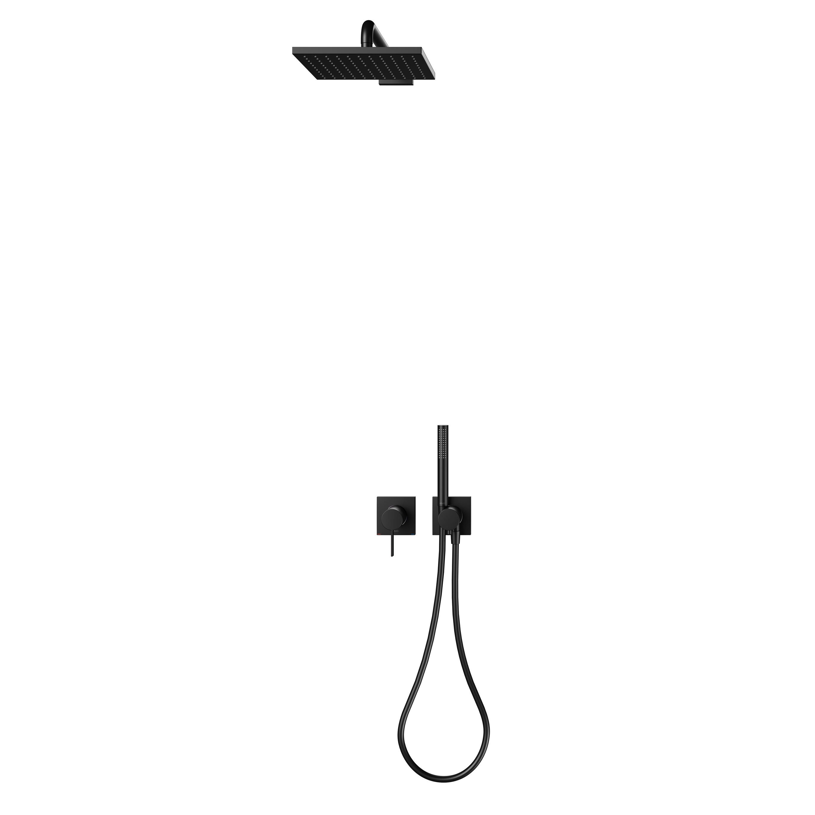Keuco Duschsystem IXMO, Höhe 38.00 cm, Set, mit Unterputz-Grundkörper & Umstellventil, eckige Rosetten, schwarz