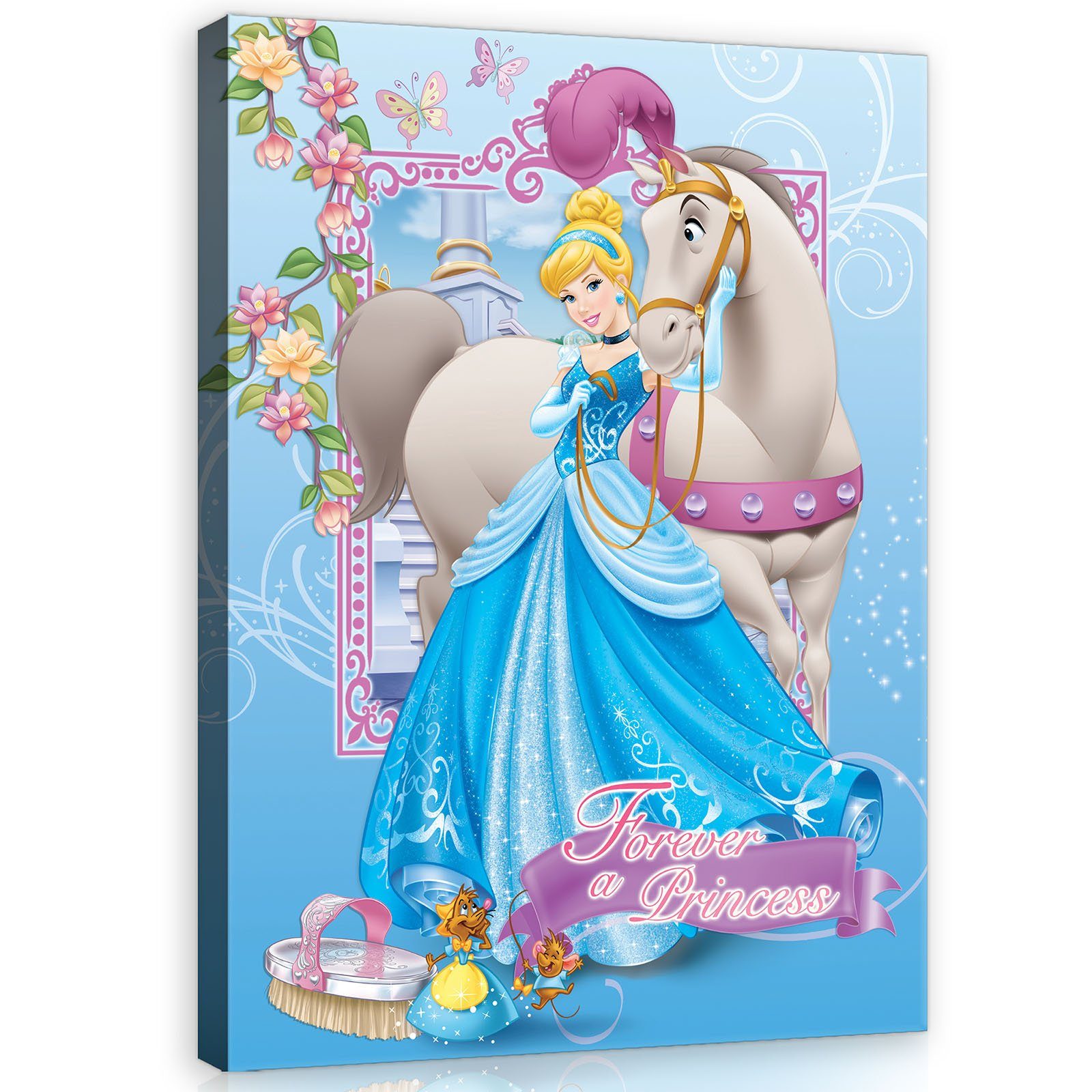 Disney Kinder Kinderzimmer Aufhängefertig (Einteilig, St), 1 cm, Wallarena Mädchen Modern Leinwandbild Wandbild Canvas Prinzessin 60x40