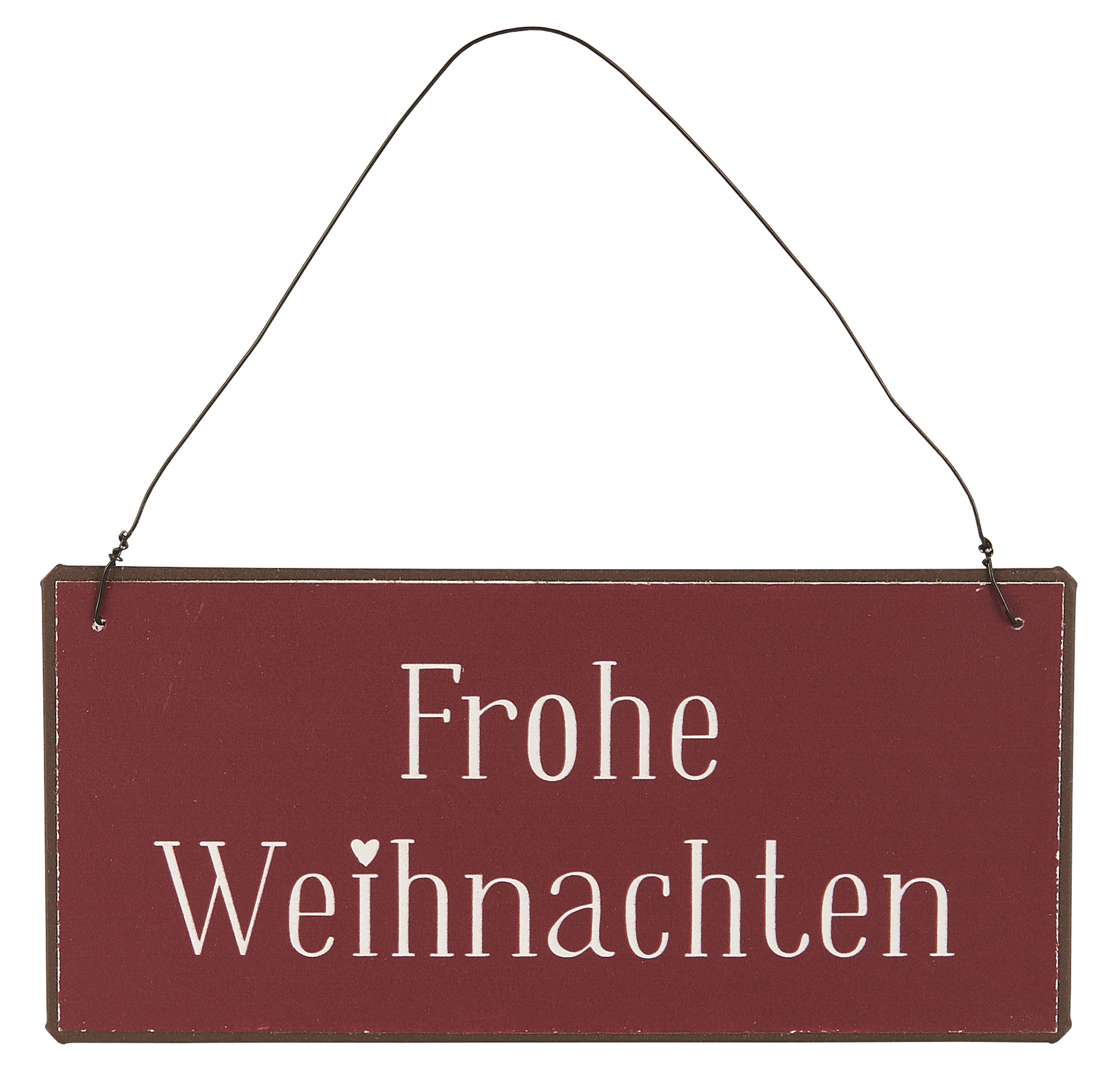 Ib Laursen Metallschild Ib Laursen - Wandschild Metallschild Schild "Frohe Weihnachten" Rot
