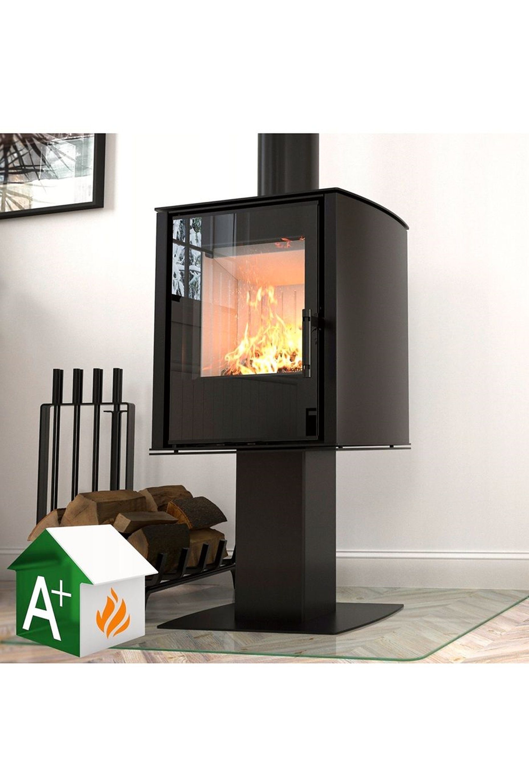 Hitze Kaminofen Hitze Kaminofen CANE SF schwarz 6,5kW BAUART1 – BlmSchV II, 6,50 kW