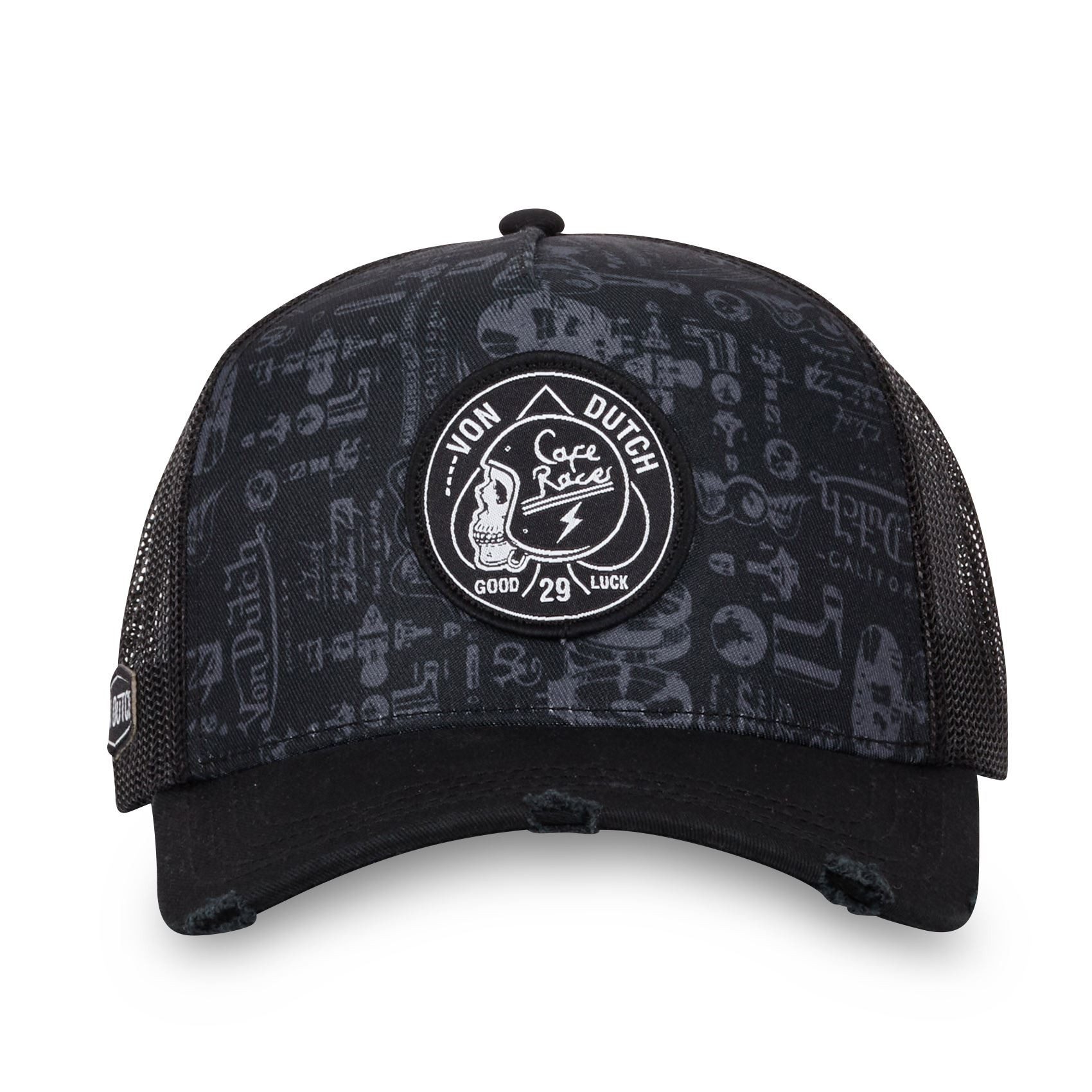 Von Dutch Trucker Cap Von Dutch Originals Trucker Cap - Skull Logo Patch (Basecap, Basecap, Meshcap, Trucker Kappe) Used-Look