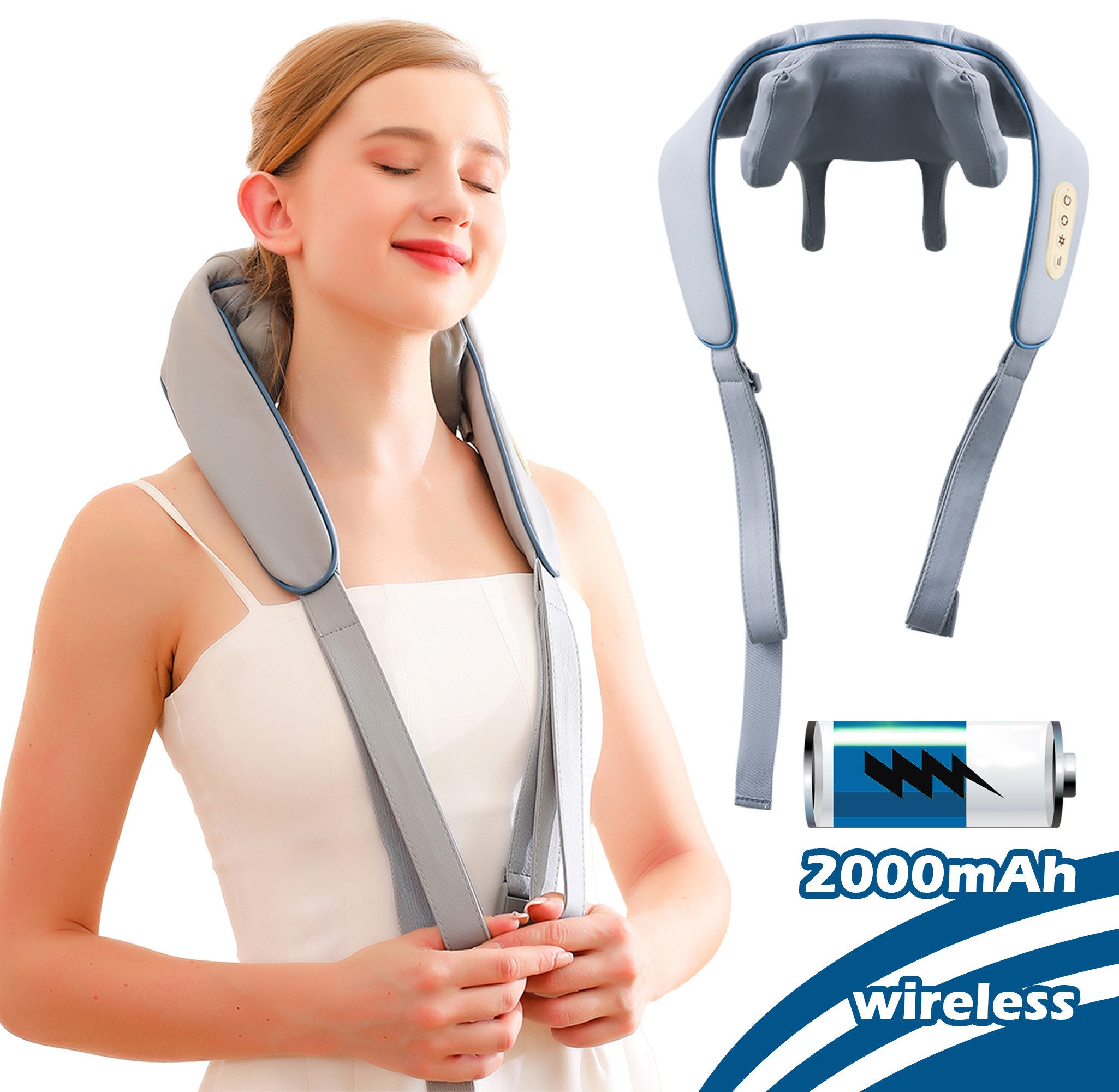 Axion Nacken-Massagegerät kabellos mit Wärmefunktion, Nackenmassage, Rückenmassage, Massagegerät, wie echte massierende Hände