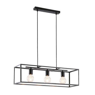 Lindby Hängeleuchte Emily, dimmbar, Leuchtmittel nicht inklusive, Modern, Stahl, Schwarz matt, 3 flammig, E27, Deckenlampe