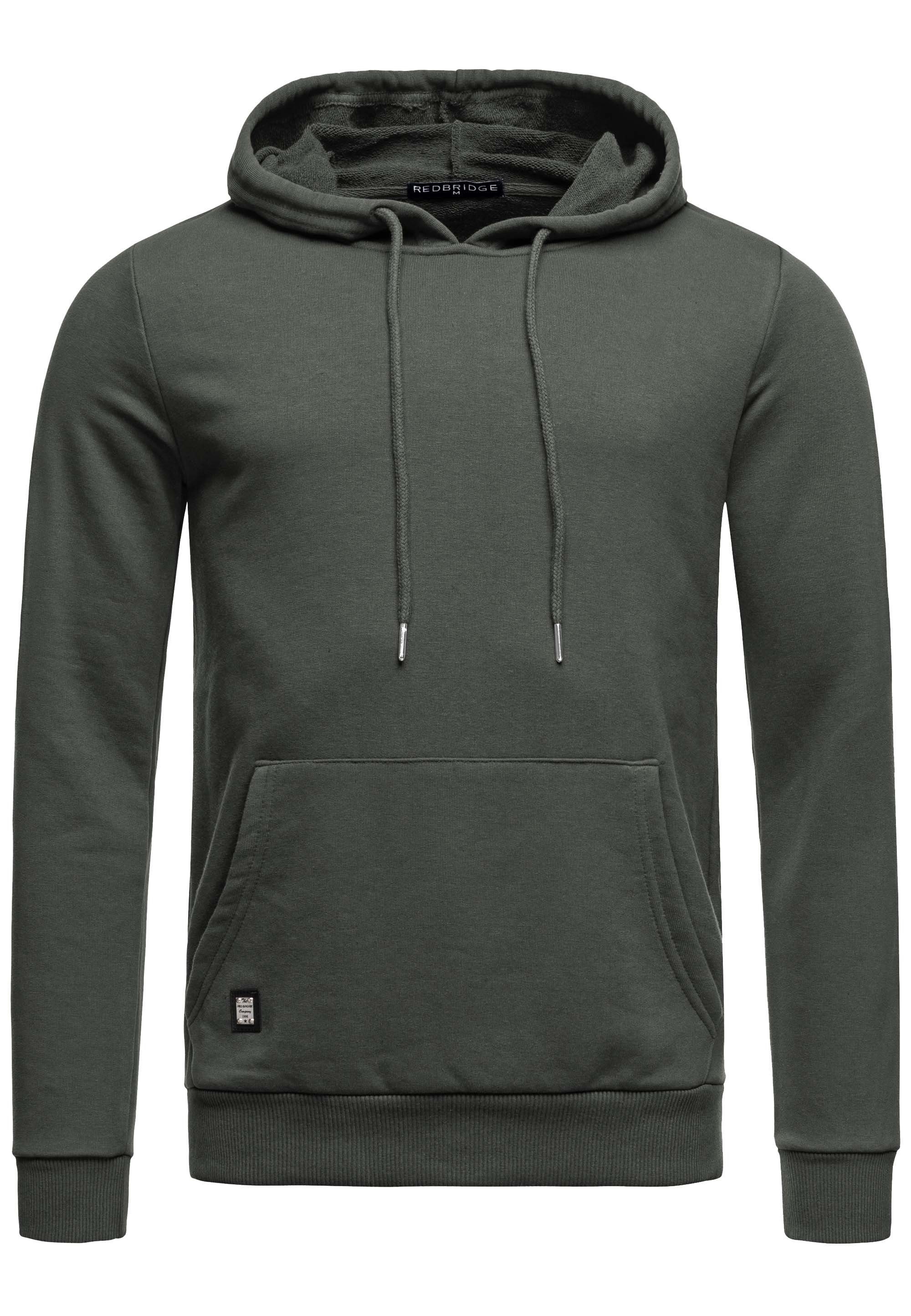 RedBridge Kapuzensweatshirt Hoodie mit Kängurutasche Premium Qualität Khaki