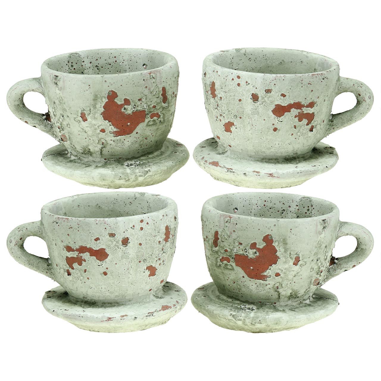 Viana Übertopf Pflanztopf Übertopf Tasse Ton Vintage Ø8cm H6,5cm Set 4St