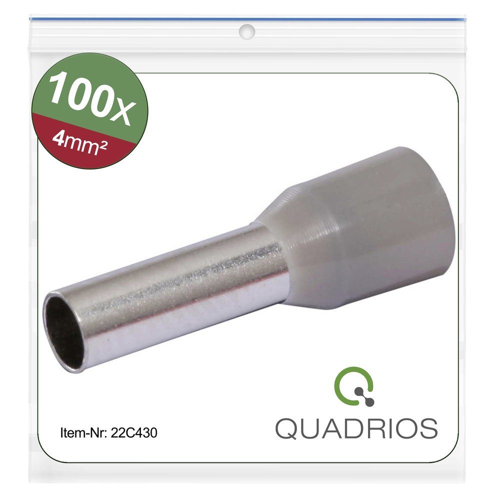 Quadrios Aderendhülsen Quadrios 22C430 Aderendhülse 4 mm² Teilisoliert Grau 1 Set, 22C430