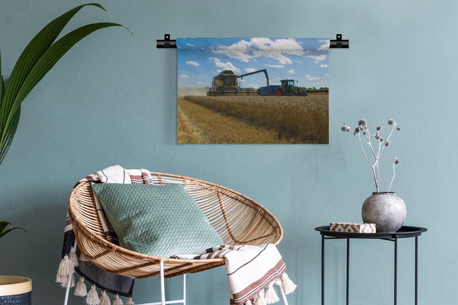 Wanddekoobjekt - Landleben - Bauernhof Traktor Ernte MuchoWow Getreide, Schlafzimmer, Kinderzimmer Kleid, - Wanddeko Wohnzimmer, für Wandbehang, -