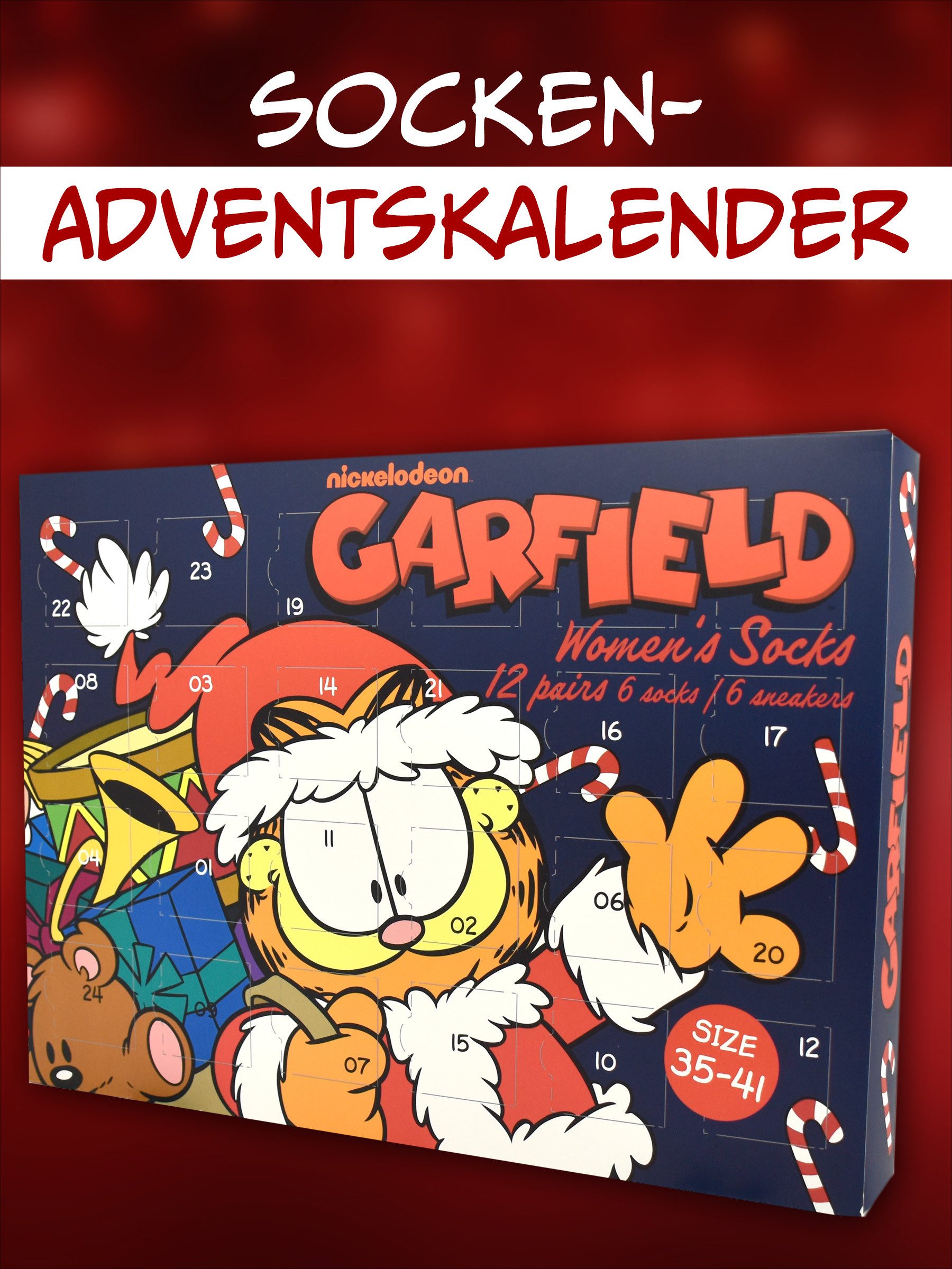 United Labels® Adventskalender Garfield Socken Adventskalender mit 12 Paar kurz und lang – Bild 3 von 5