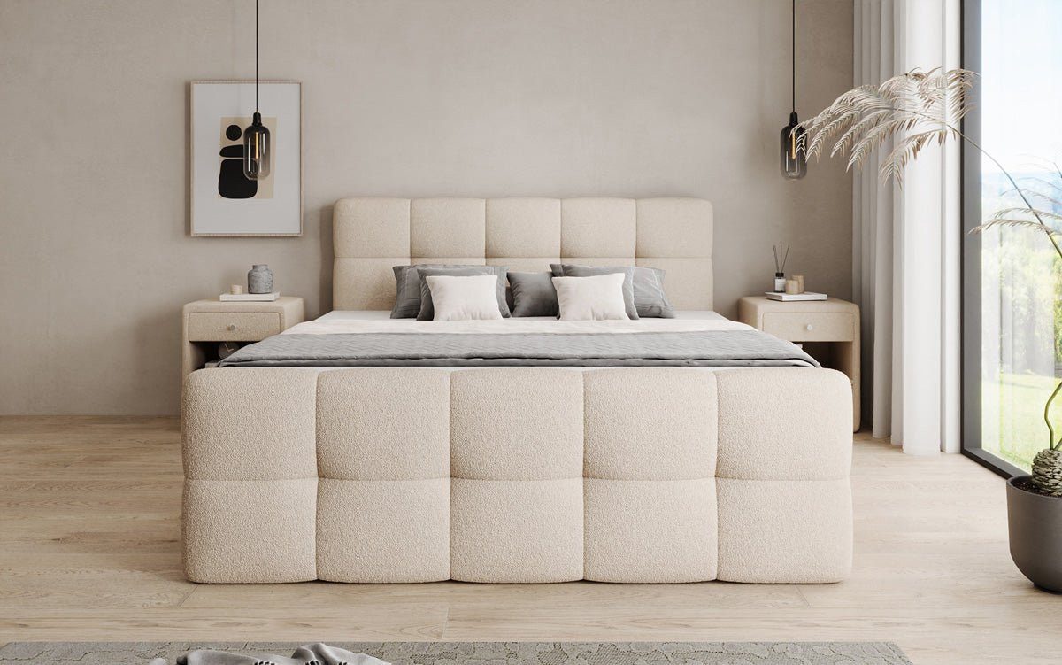 Luxusbetten24 Boxspringbett Cozy in Teddy Bouclé, mit Stauraum, inklusive Topper – Bild 3 von 5