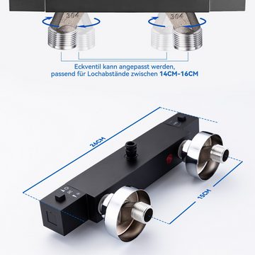 AuraLum pro Duschsystem mit Thermostat Duscharmatur Regendusche Duschset Duschsäule Dusche, mit Quadrat Regenbrause 30 x 30 cm