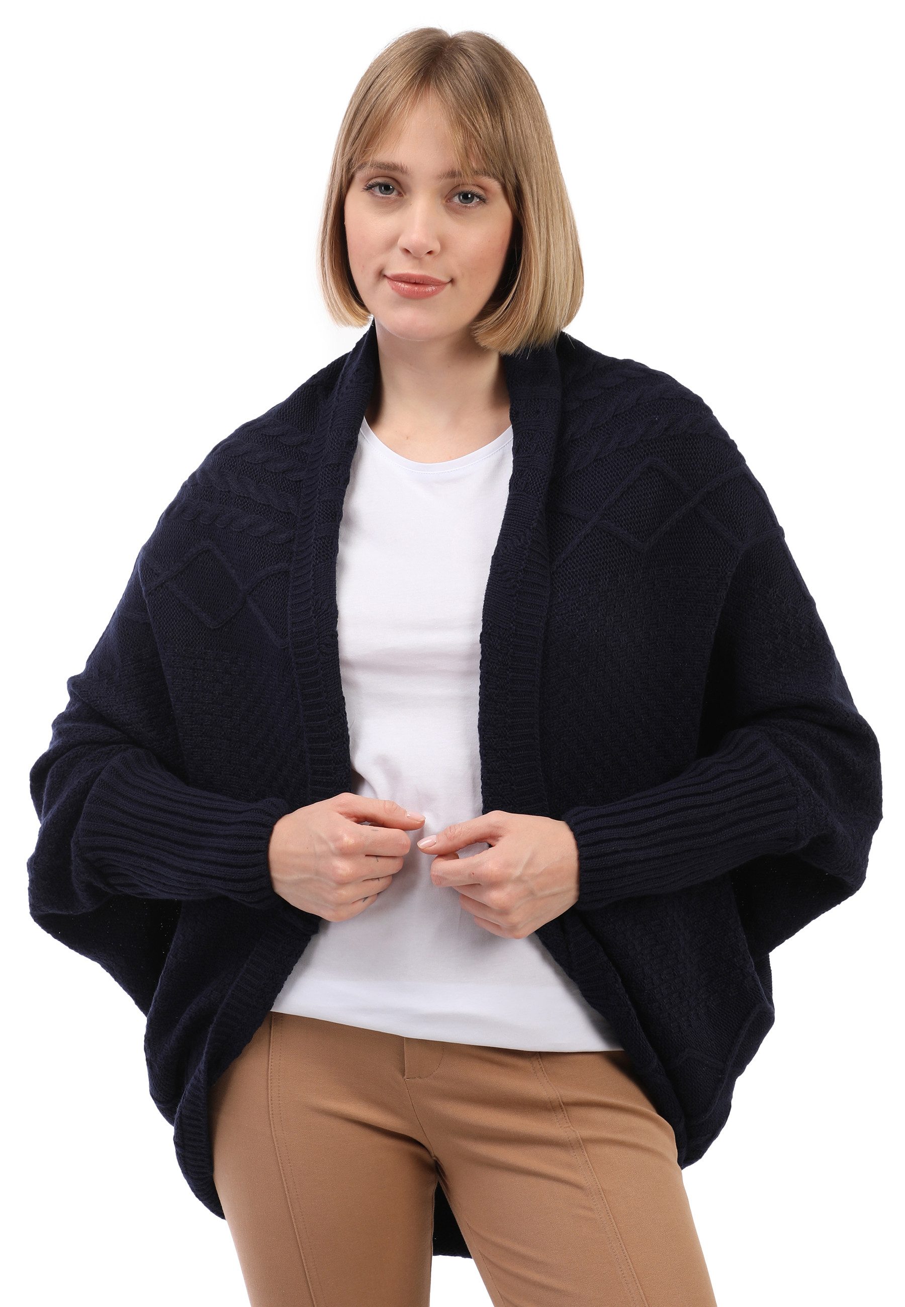 Felix Hardy Strickjacke Langärmelige Strickjacke aus Wollmischung mit Fledermausärmeln