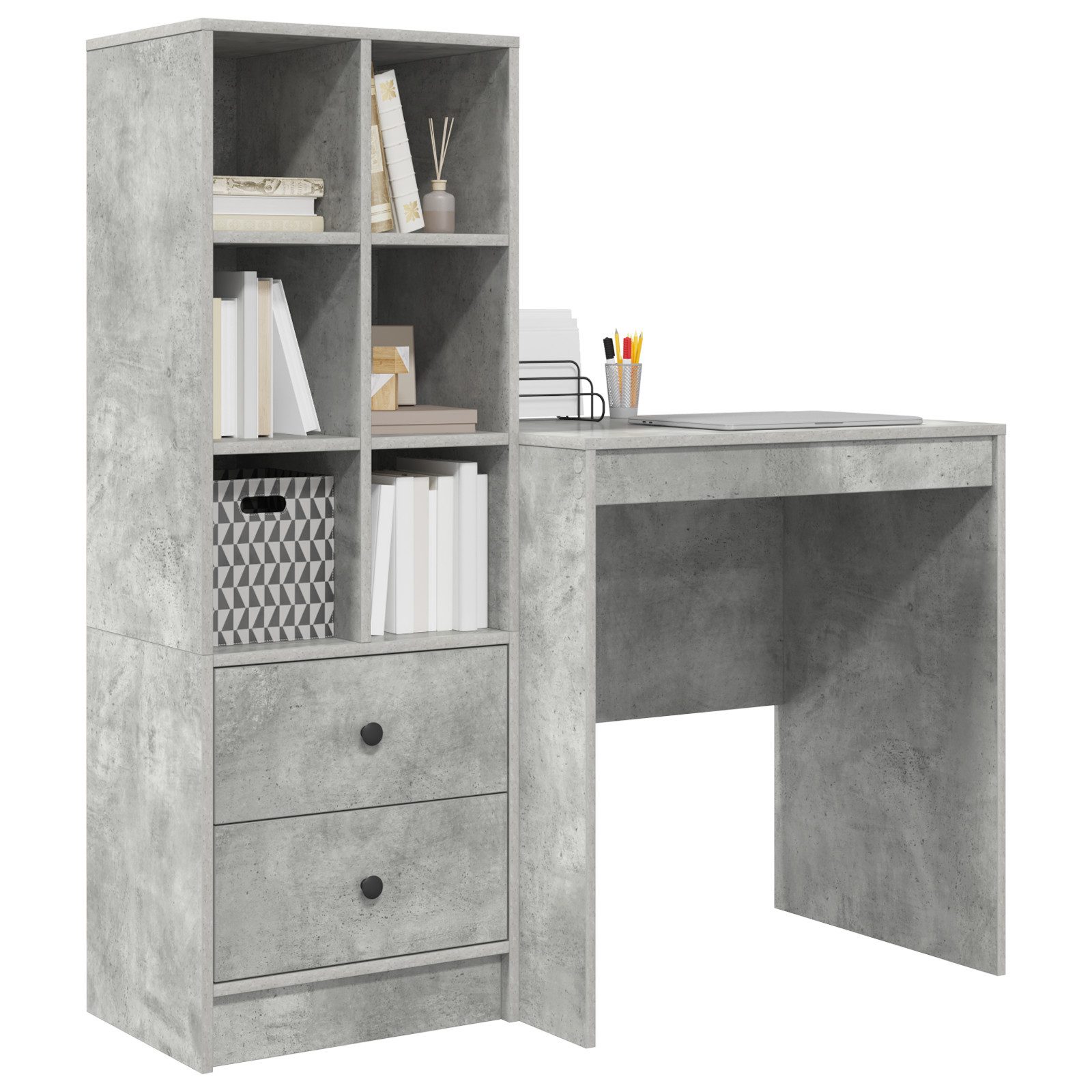 vidaXL Sideboard Schreibtisch mit Stauraum Beton günstig online kaufen