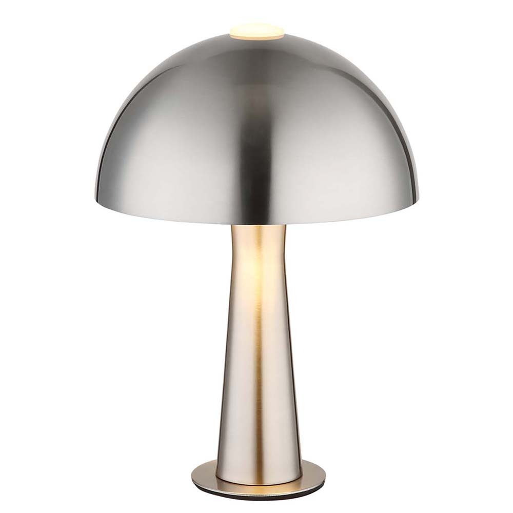 NOWA Tischleuchte, Leuchtmittel nicht inklusive, Tischleuchte Beistelllampe Metall Nickel matt Wippschalter H 28,5 cm
