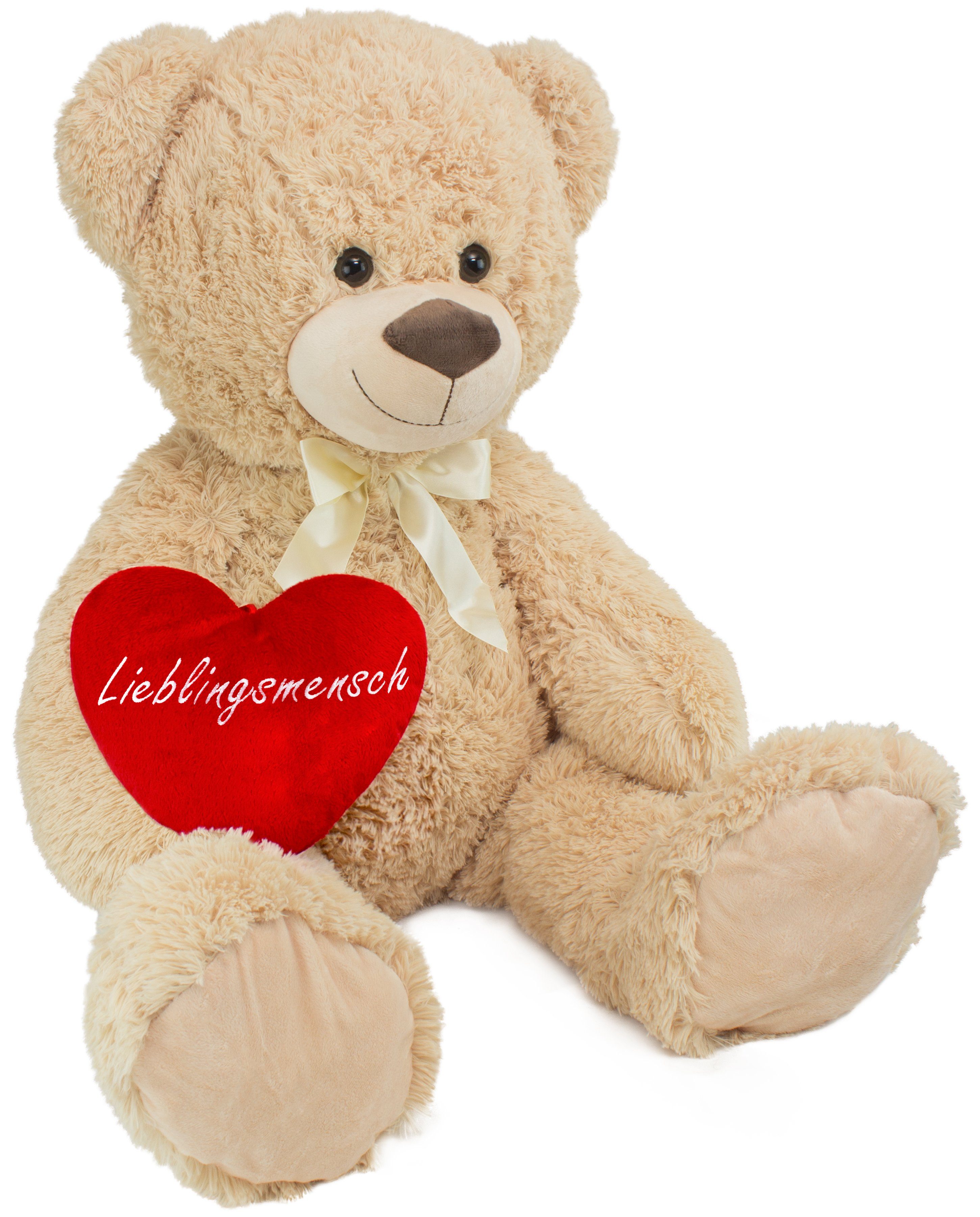 BRUBAKER Kuscheltier XXL Teddybär 100 cm groß mit Herz Lieblingsmensch (1-St), großer Teddy Bär, Stofftier Plüschtier