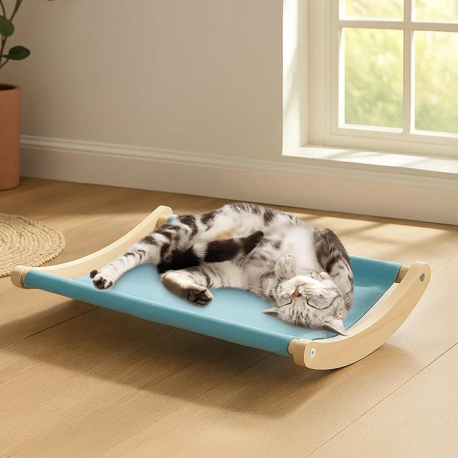 Youyijia Tierbett Katzenbett Hängematte Katzenbetten Holz Doppelstock Haustier