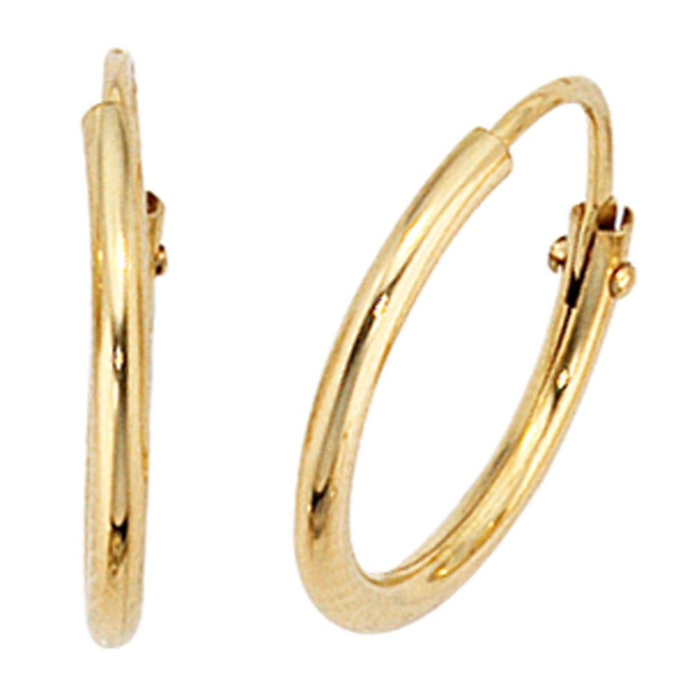 Schmuck Krone Paar Creolen Kleine Creolen aus 333 Gelbgold, D 12.7mm, Gold 333