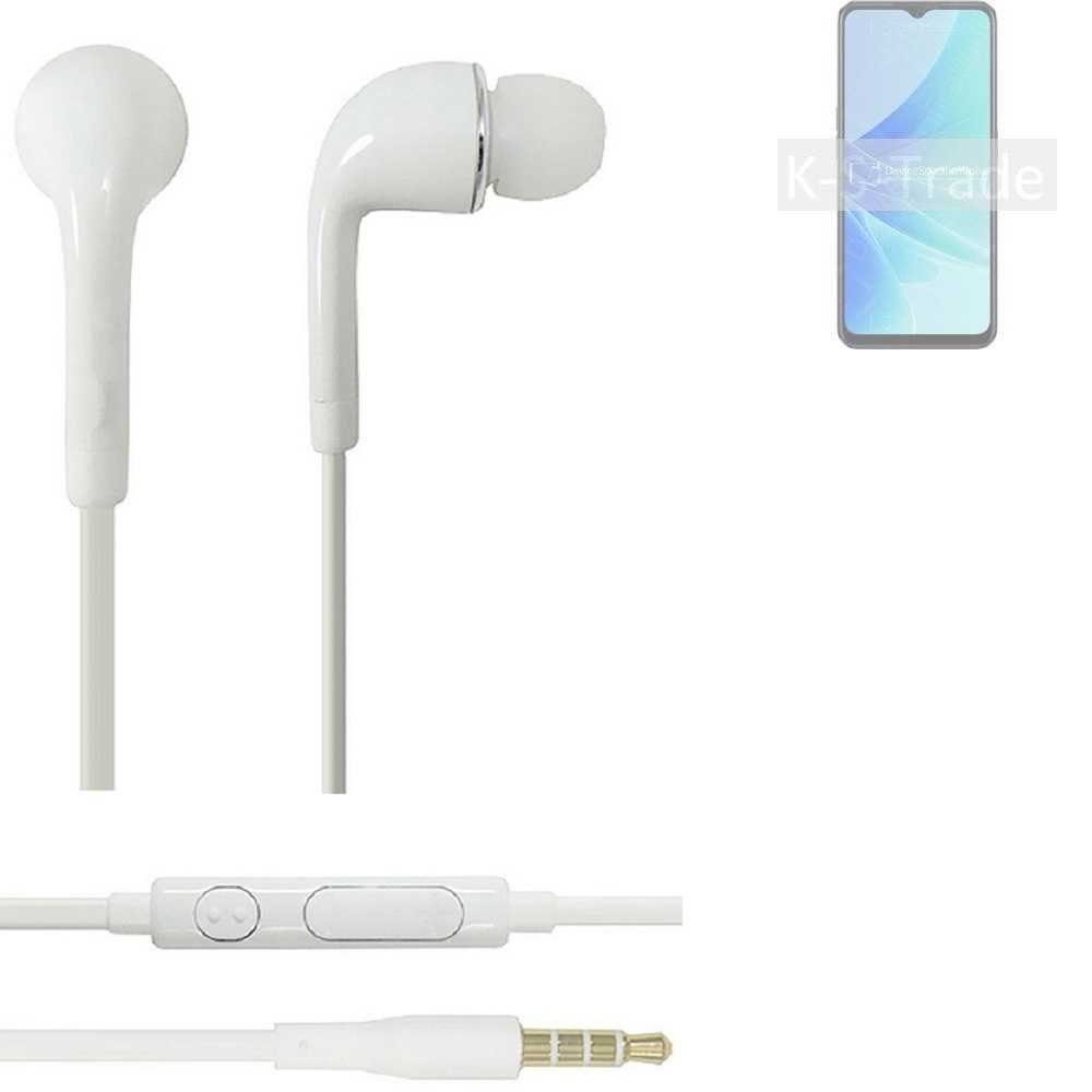 Lautstärkeregler K-S-Trade mit weiß In-Ear-Kopfhörer u für Headset (Kopfhörer Oppo A57 Mikrofon 3,5mm)