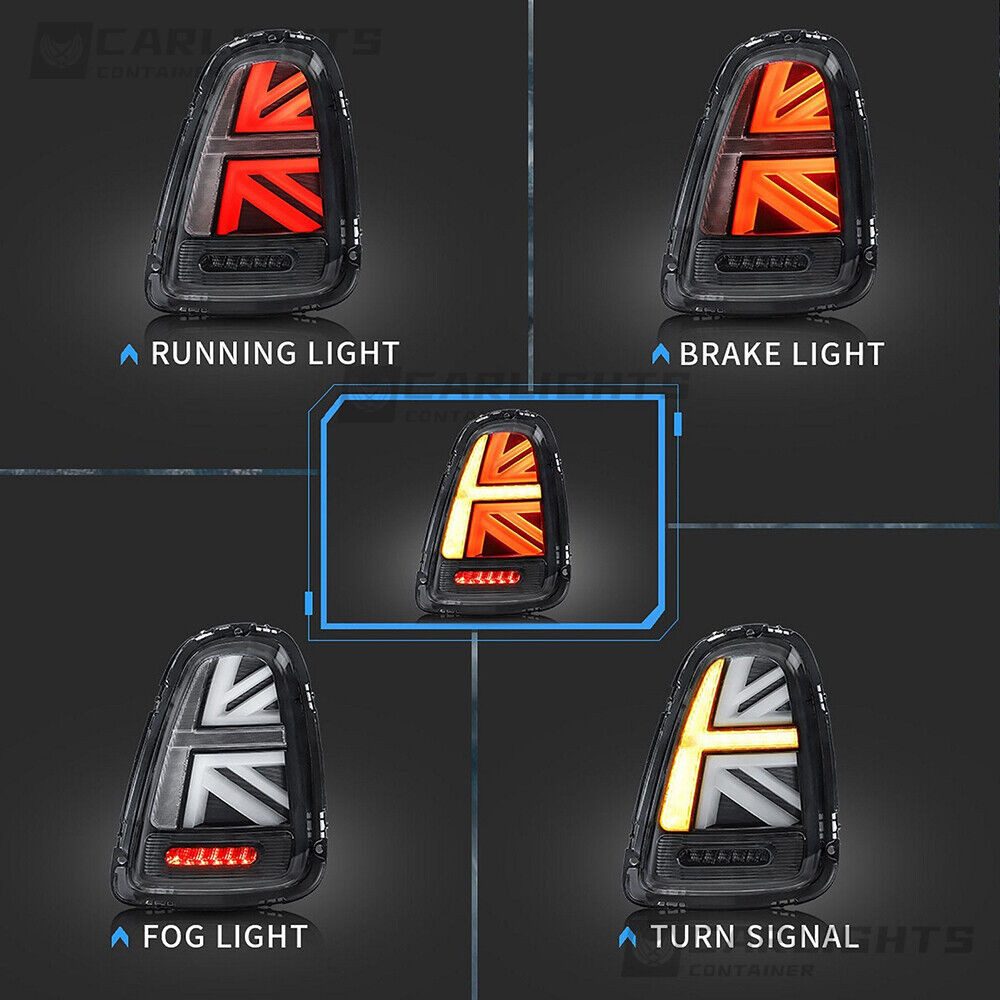 LLCTOOLS Rückleuchte Hell leuchtende LED Rückleuchte mit E passend für Mini Cooper, R56 R57 R58 R59 2007-2013, Rücklicht, Bremslicht, Nebelschlussleuchte, Blinklicht und Rückfahrlicht, LED fest integriert, LED, Dynamischer Blinker, Hochwertiges LED Rücklicht Auto mit Bremsfunktion