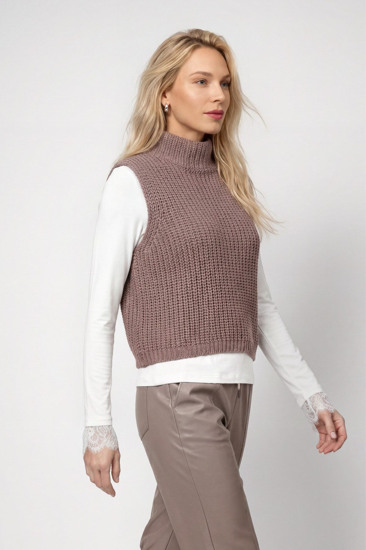 Monari Pullunder Pullunder Basic Chenille Regular fit mit Stehkragen