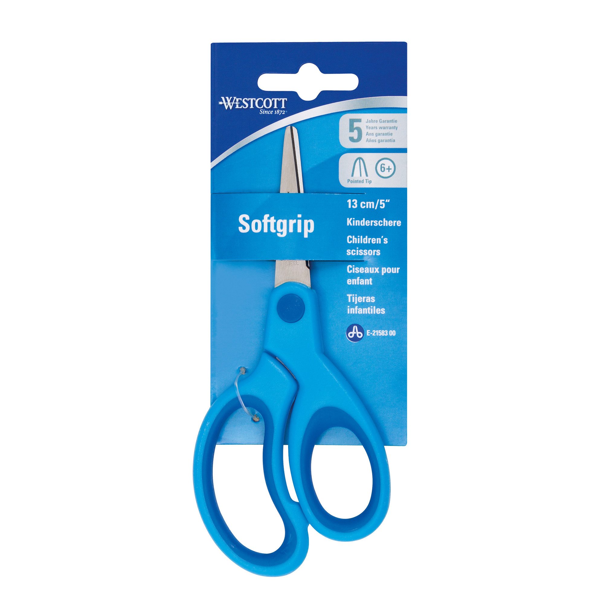 WESTCOTT Papierscheren Kinderschere Kids E-21583 00 spitze Spitze 13cm blau