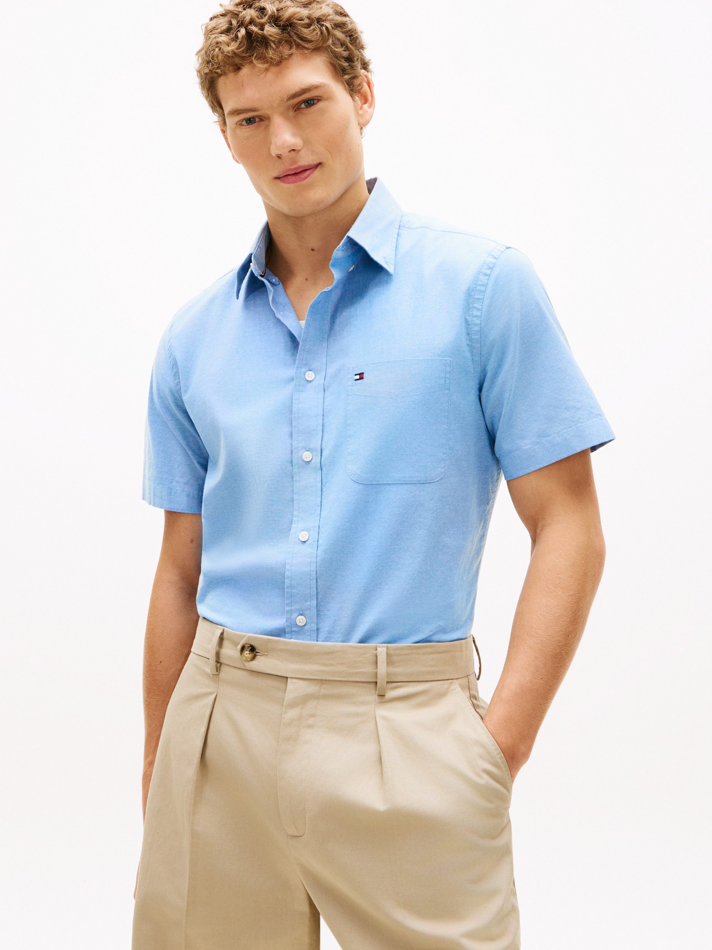 Tommy Hilfiger Kurzarmhemd LIGHT OXFORD SOLID regular fit, Button-down-Kragen
