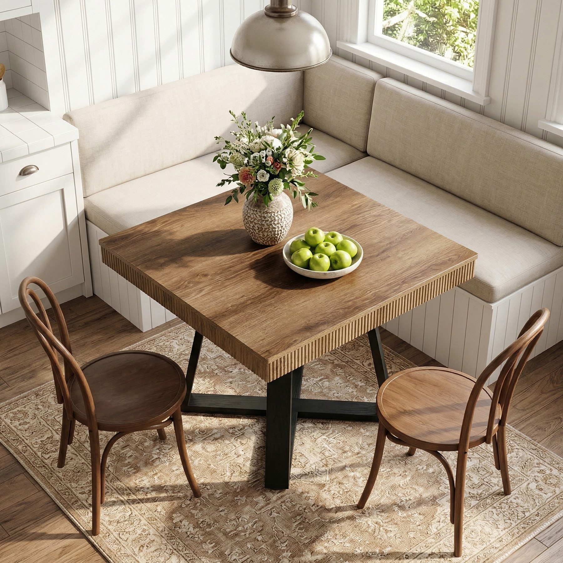 Tribesigns Esstisch 80x80x75cm rustikaler Holz Küchentisch mit stabilem X-Gestell (1 x Esstisch 1 x Zubehörpaket 1 x Anleitung), Kleiner esszimmertisch im Landh – Bild 5 von 5