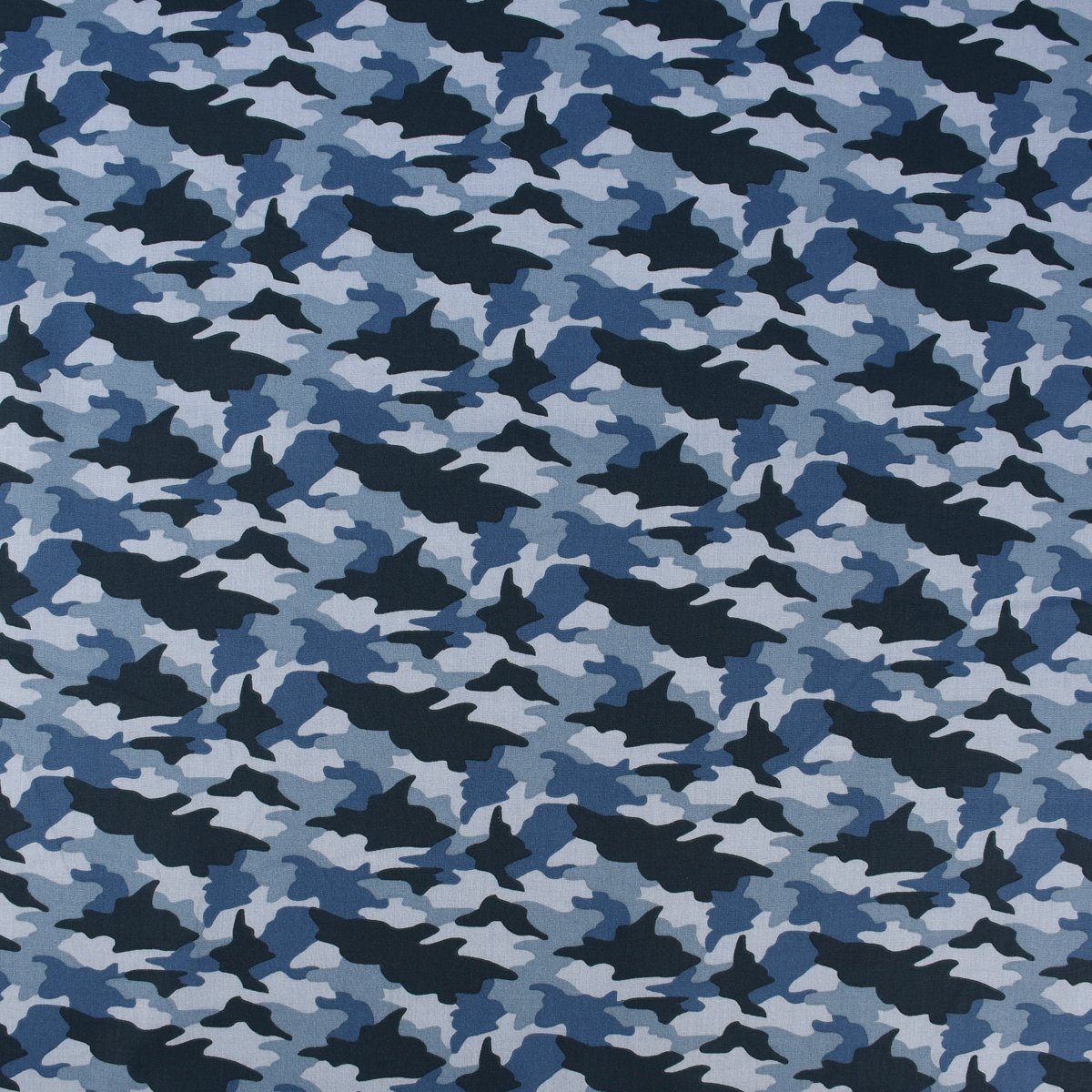 SCHÖNER LEBEN. Stoff Baumwollstoff ARMY Camouflage Tarnmotiv blau 1,50m Breite