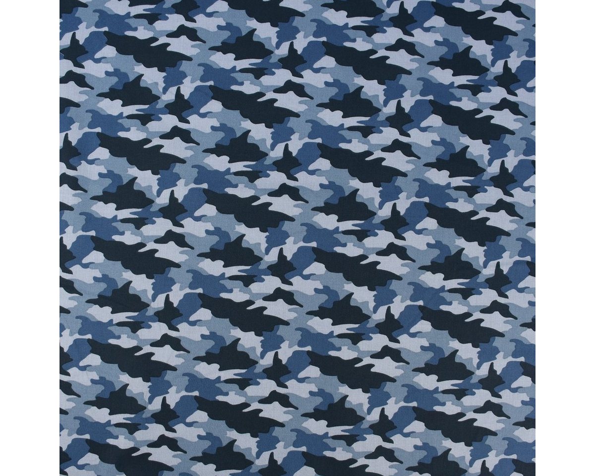 Thumbnail - SCHÖNER LEBEN. Stoff Baumwollstoff ARMY Camouflage Tarnmotiv blau 1,50m Breite