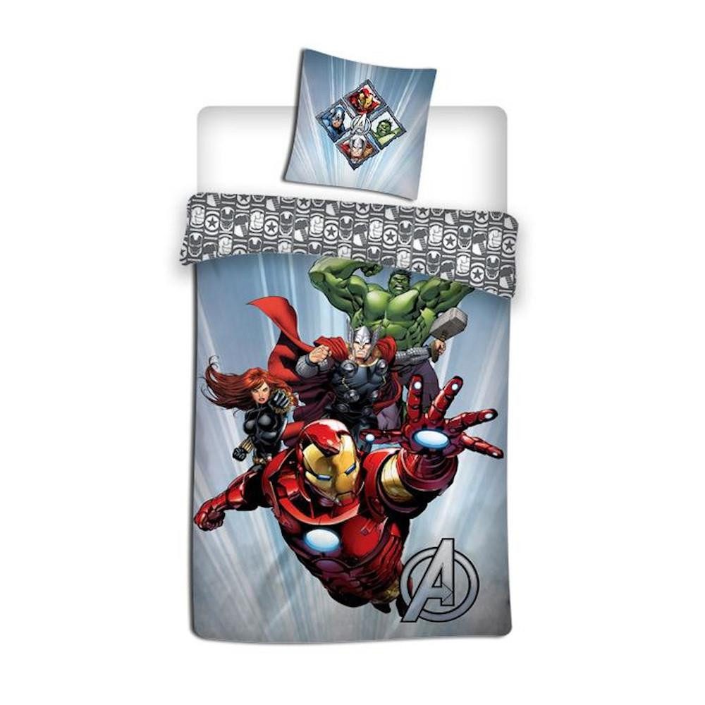 MARVEL Jugendbettwäsche Avengers Bettwasche 140x200cm Motiv: Avengers "Power", 100% Polyester, 2 teilig
