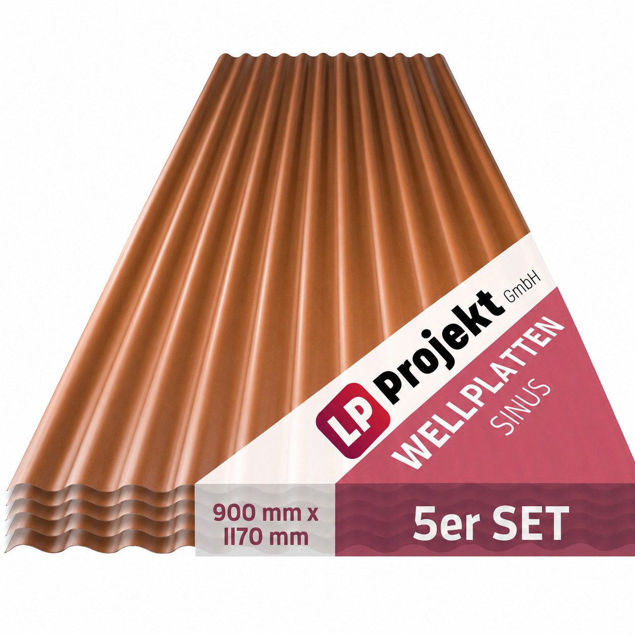 LP projekt Wellplatte Dach Kunststoff – Wetterfest & Langlebig für Überdachung, 1,2 mm, 5,27 m², (5-St., Einzelplatte oder 1er-/5er-/10er-Set), 90x117 cm Welldachplatten Transparent – Ideal für Carport & Garten