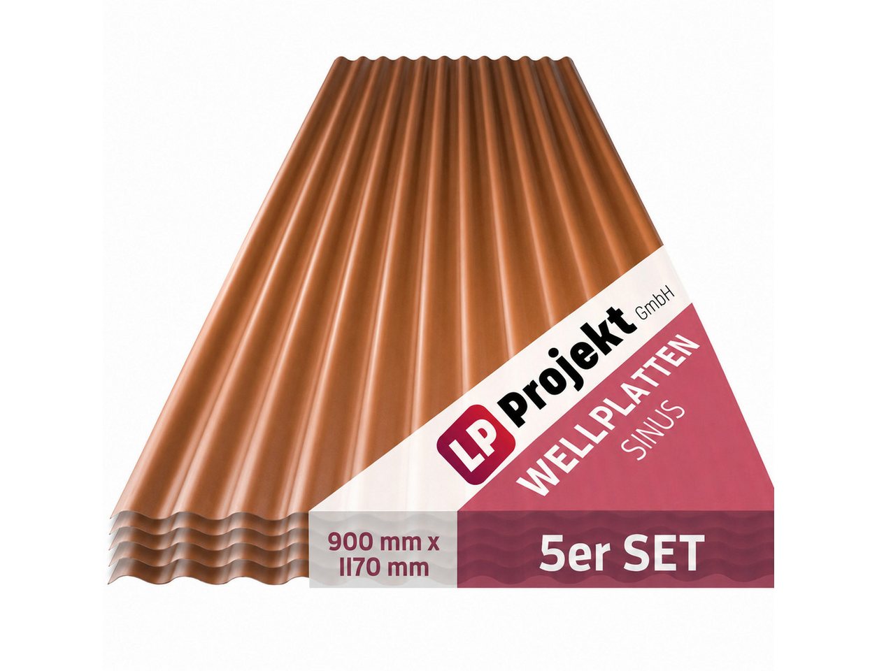 LP projekt Wellplatte Dach Kunststoff – Wetterfest & Langlebig für Überdachung, 1,2 mm, 5,27 m², (5-St., Einzelplatte oder 1er-/5er-/10er-Set), 90x117 cm Welldachplatten Transparent – Ideal für Carport & Garten