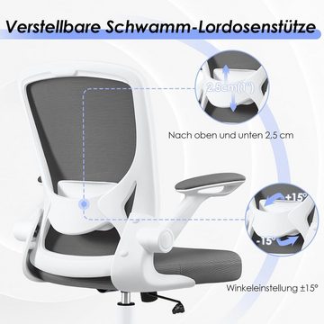 KERDOM Bürostuhl (Bürostuhl ergonomisch: Schreibtischstuhl mit verstellbarem Sitz), Bürostuhl, Ergonomischer Schreibtischstuhl mit Klappbaren Armlehnen